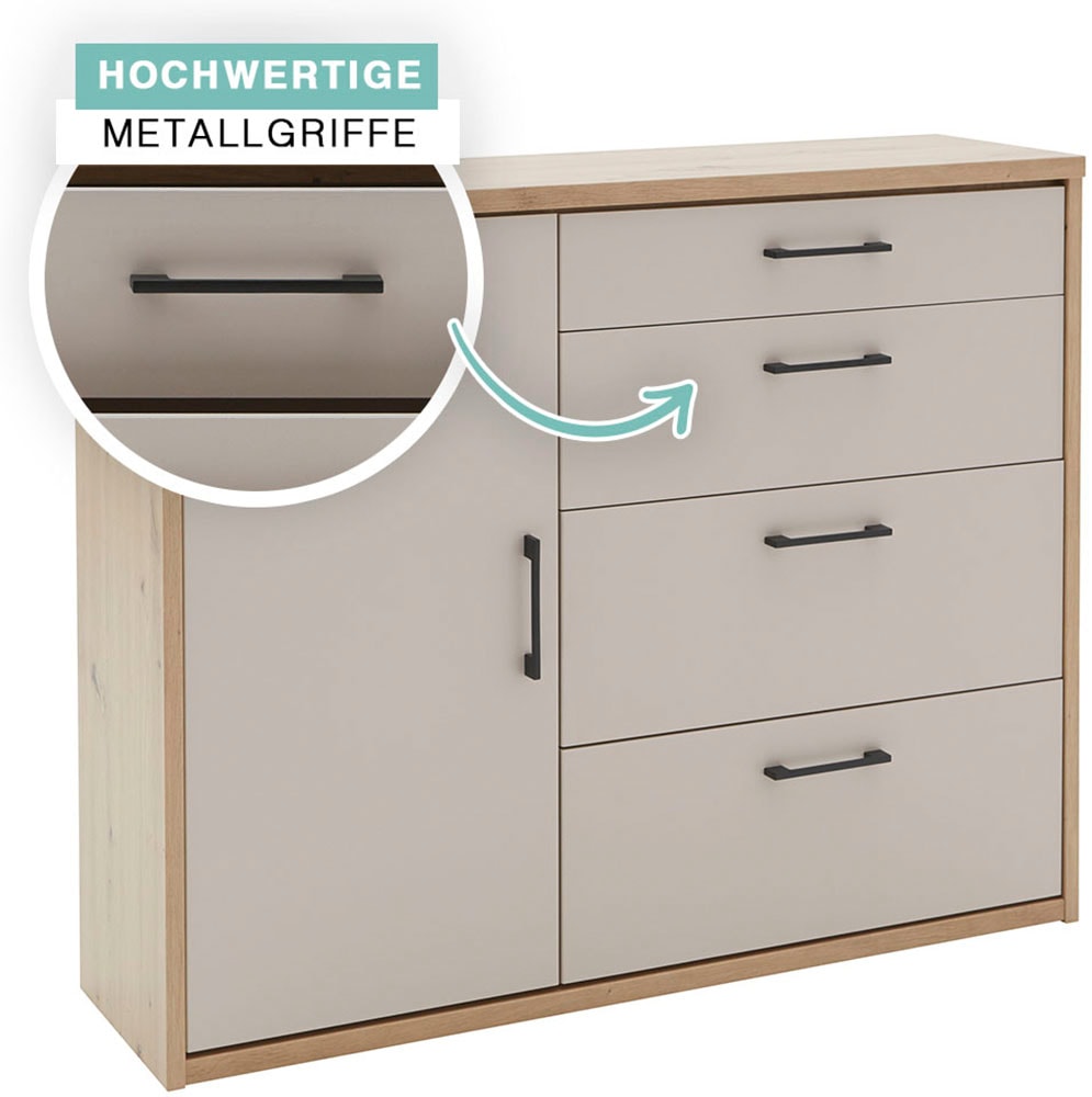 priess Hochkommode »Warburg hochwertige Kommode aus Deutschland« fertig aufgebaut geliefert mit Dämpfern und Metallgriffen