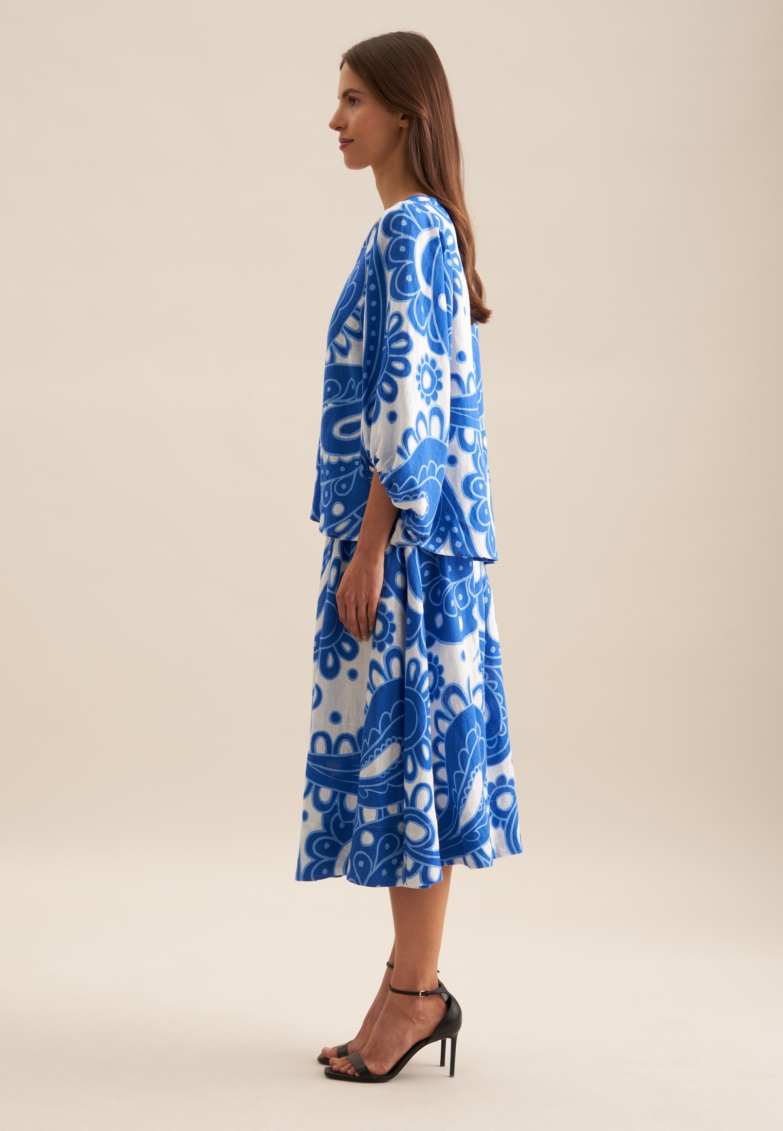 seidensticker Chemisier à chemise »Schwarze Rose« 3/4 V-Neck Paisley