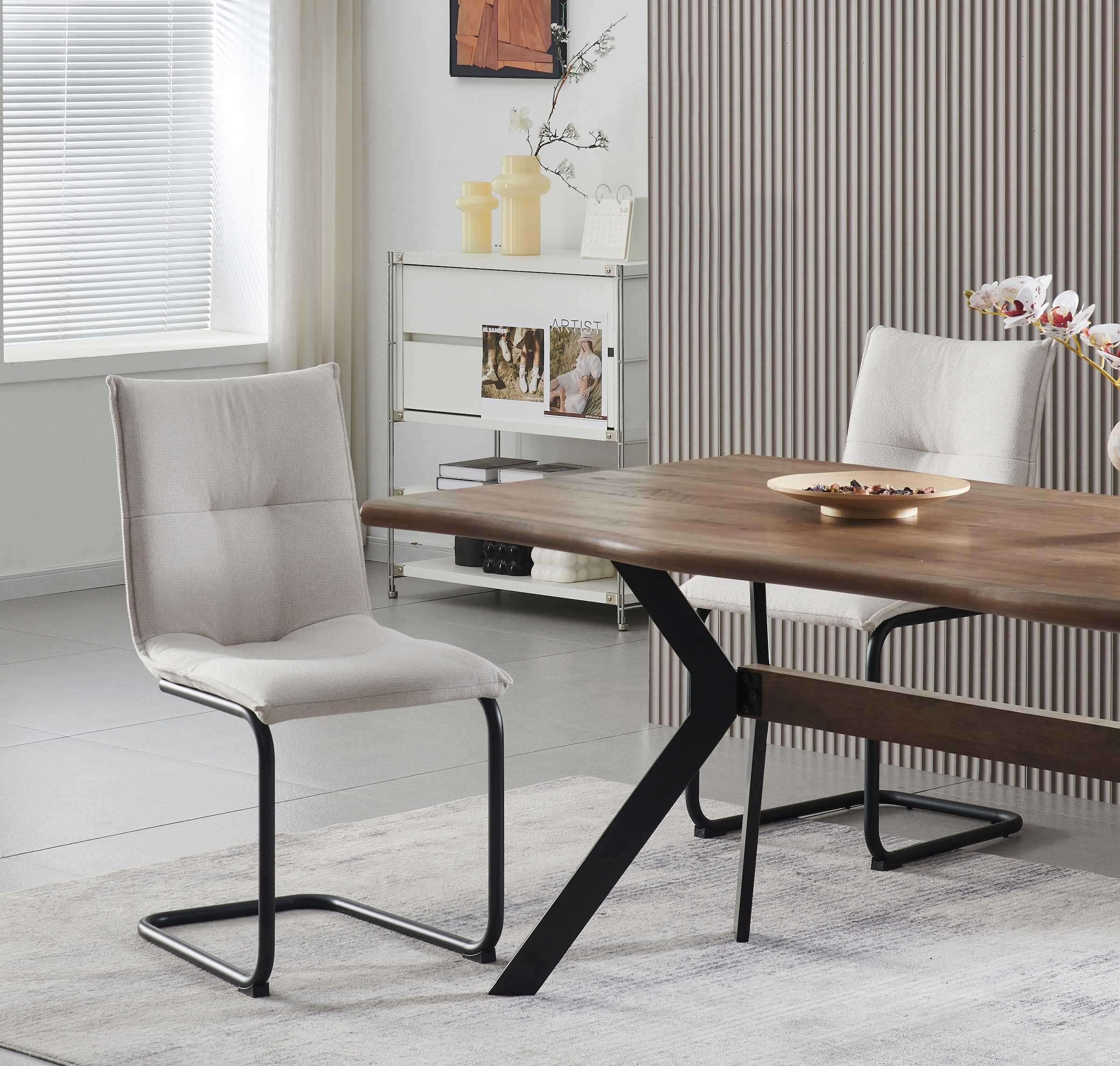 Home affaire Esszimmerstuhl »SARNIA, 2er Set, mit Metallgestell in matt schwarz« (Set) 2 Stk.in verschiedenen Farben, Belsatbarkeit pro Stuhl 120 kg