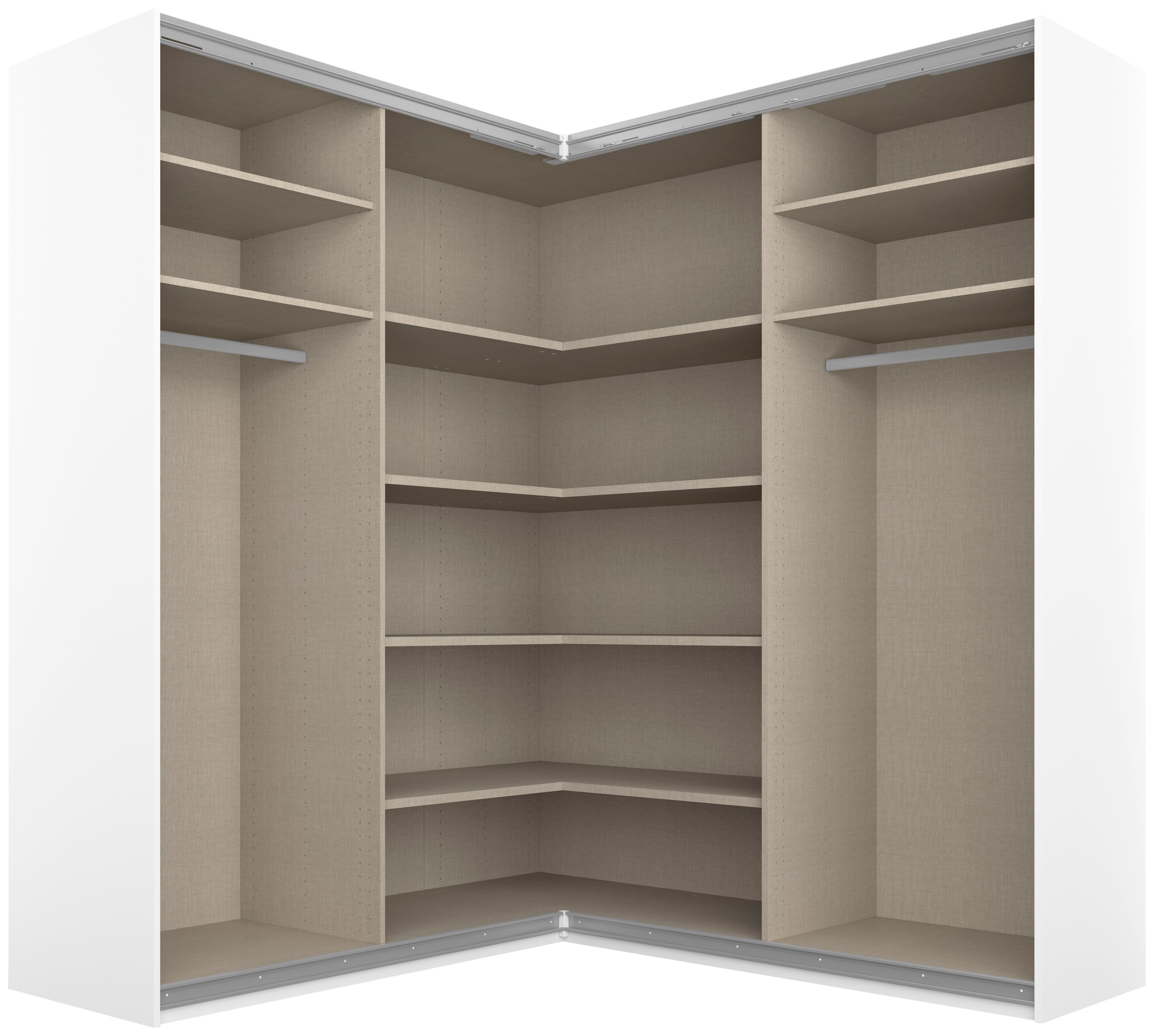 rauch »Schrank Garderobe Eckkleiderschrank QUADRA Front in Dekor/Hochglanz« in den Höhen 210/229 cm, inkl. Soft-Close-Funktion,  grosser Eckschrank mit viel Stauraum, Mass 181x187 cm MADE IN GERMANY