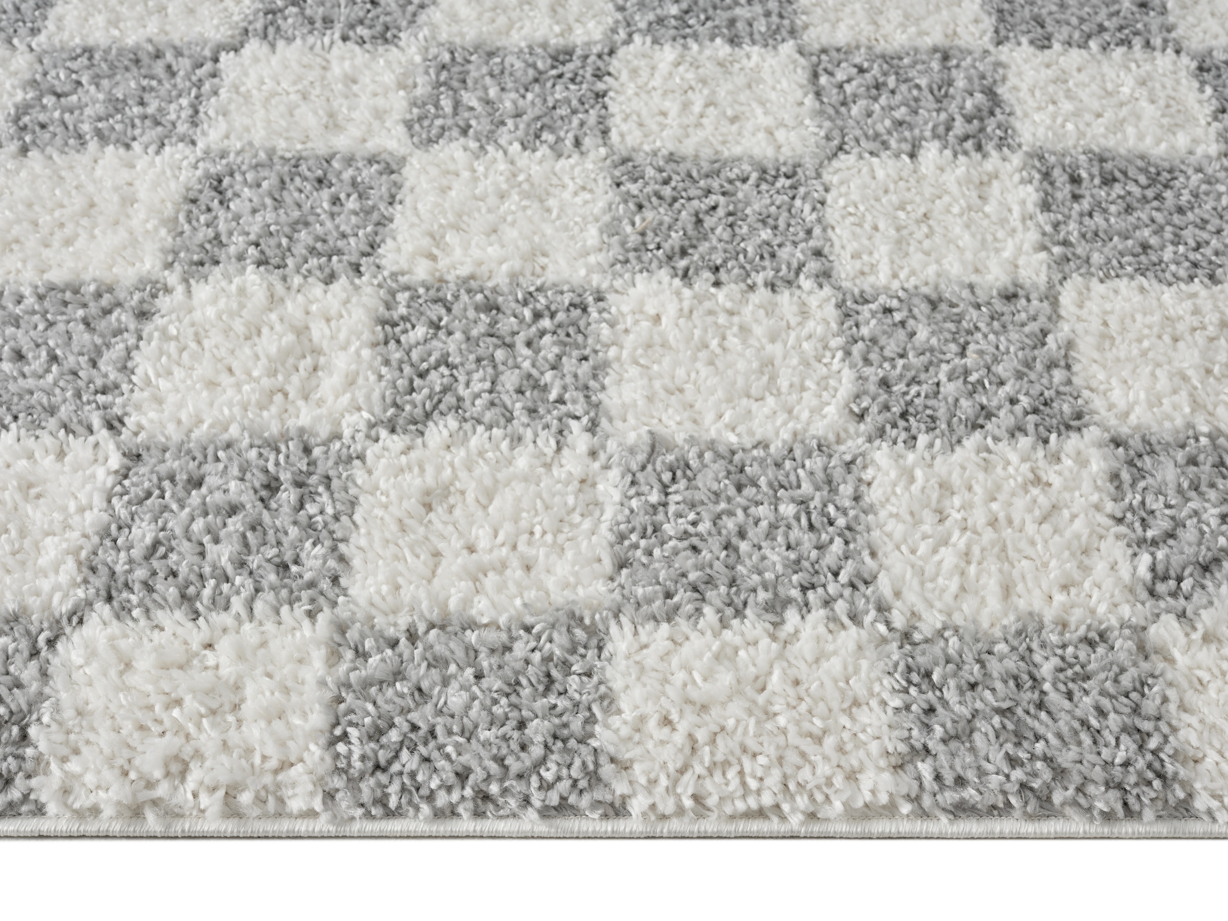 GOODproduct Hochflor-Teppich »Kiiki, Karo-Muster« rechteckig 30 mm Höhe Kariert, auffälliges Schachbrettmuster, Wohnzimmer, Schlafzimmer