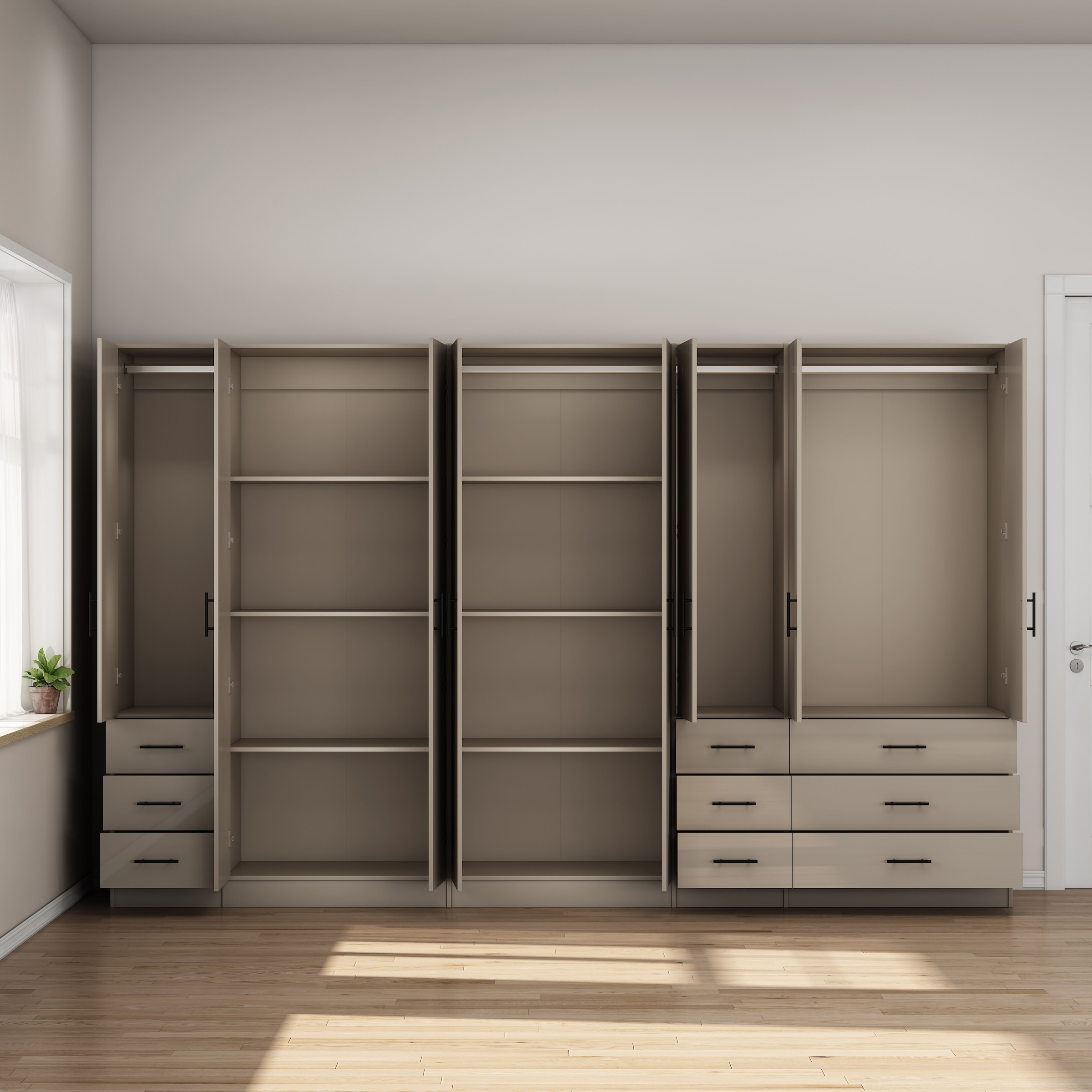 GOODproduct Kleiderschrank »Trento Schlafzimmerschrank Garderobe hochglanz« Schrank mit 8 Türen und 9 Schubladen, hochglänzende Fronten