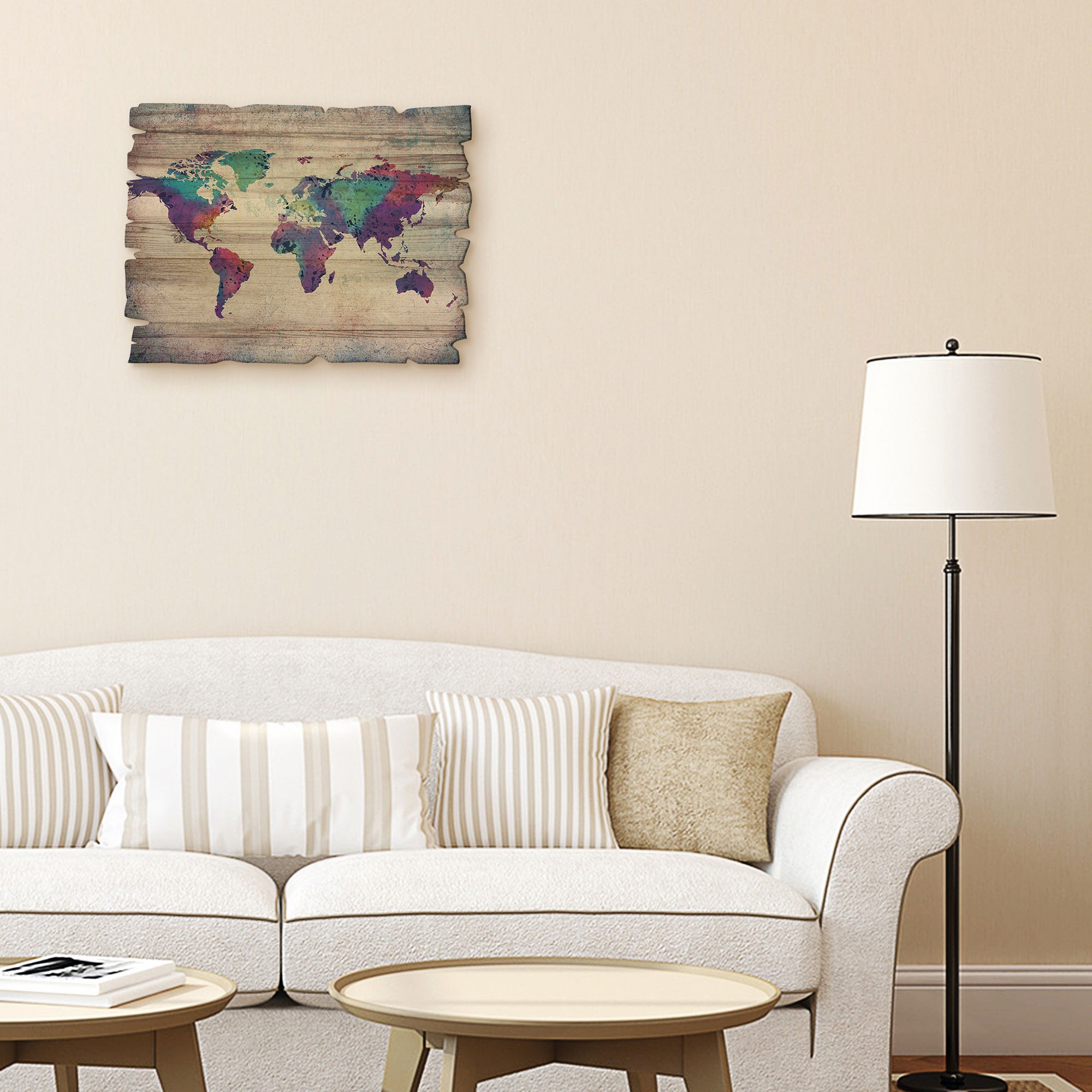 Artland Holzbild »bunte Weltkarte«, Landschaftsbilder, (1 St.)