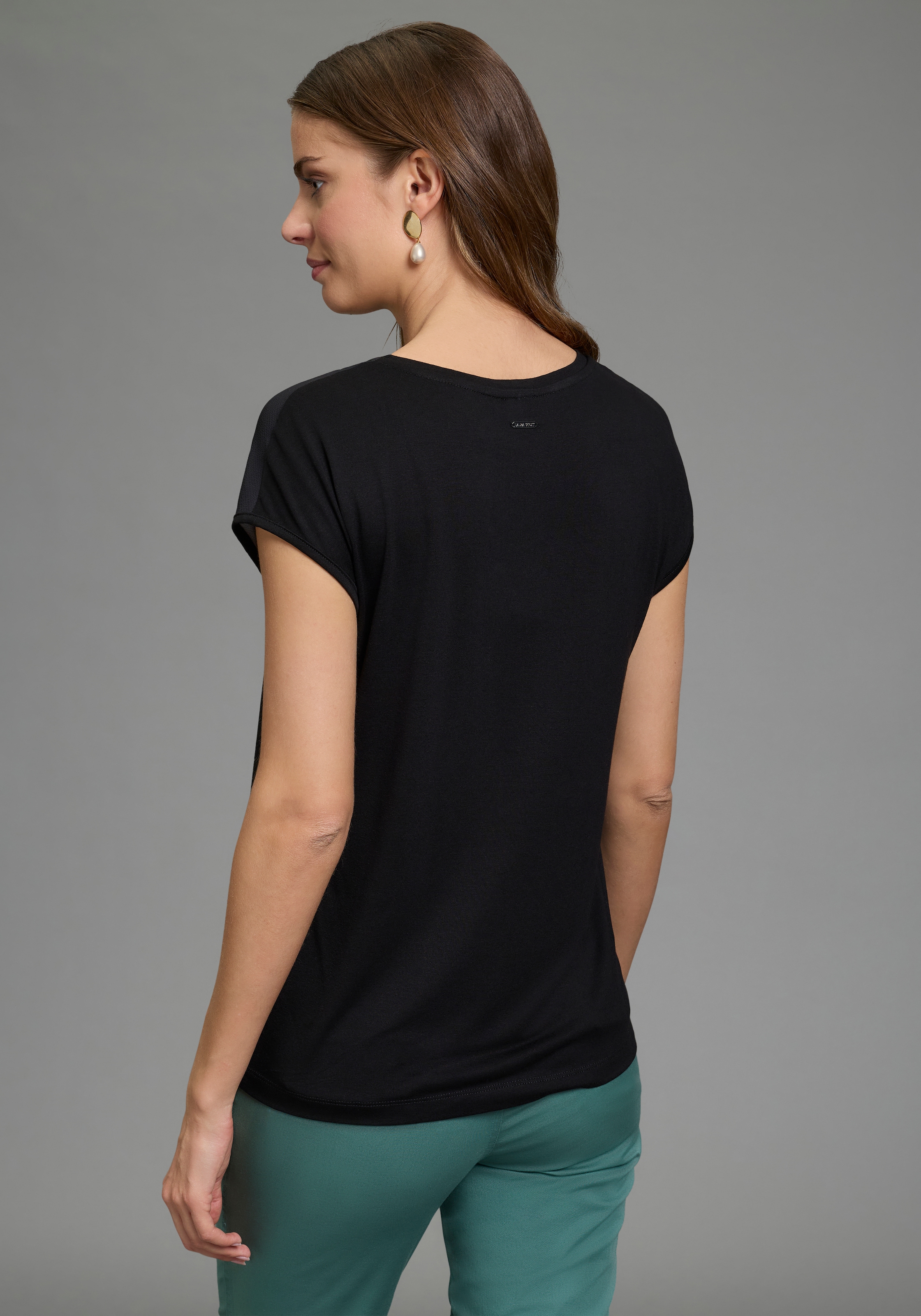 Laura Scott Chemisier à chemise im Materialmix, hinten weicher Jersey vorne geblümter Bluseneinsatz