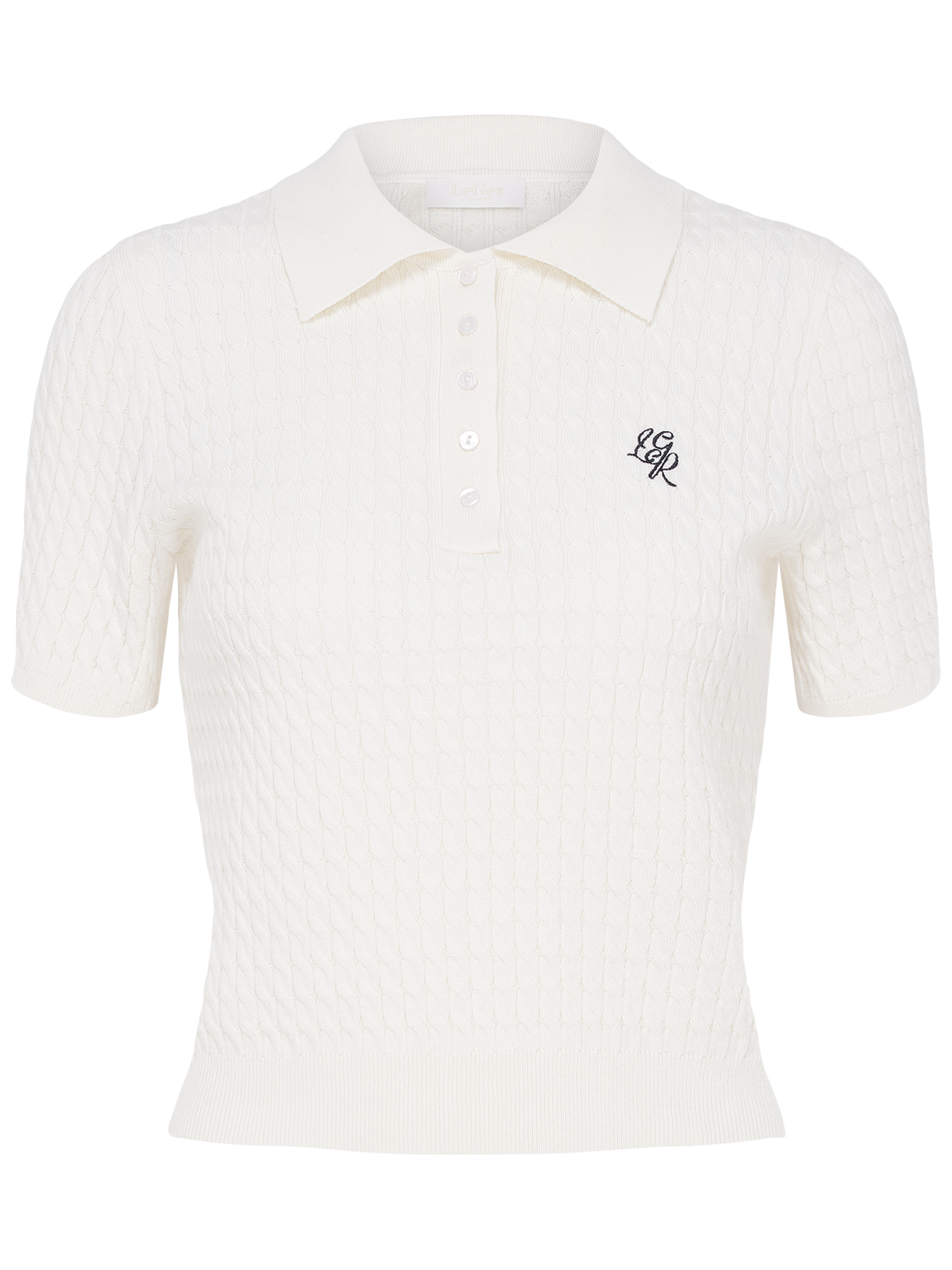 LeGer Polo »Manolja, LeGer by Lena Gercke« mit Zopfmuster, Logostickerei