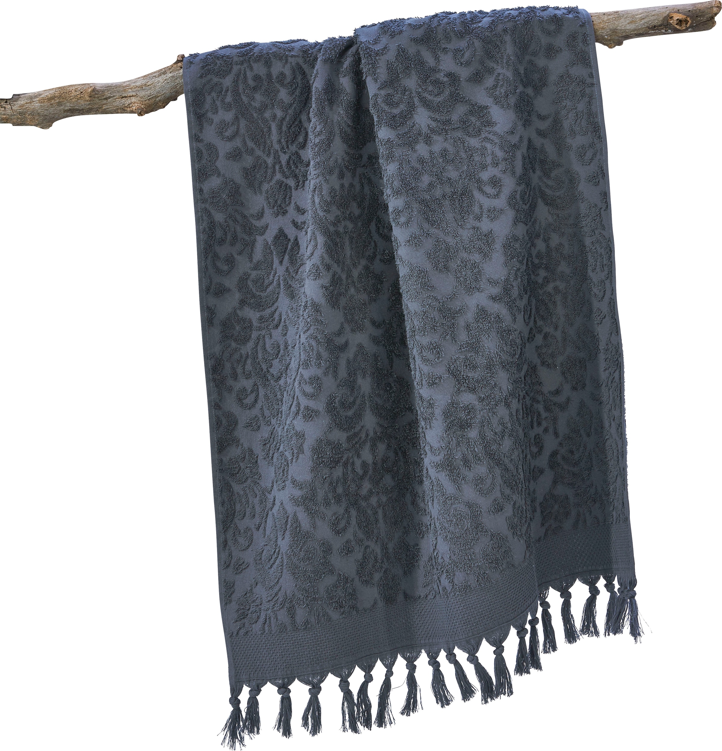 done.® Duschtuch »Provence Ornaments«, (1 St., Duschtuch 70 x 140 cm), Uni Farben, Ornamente, mit Fransen