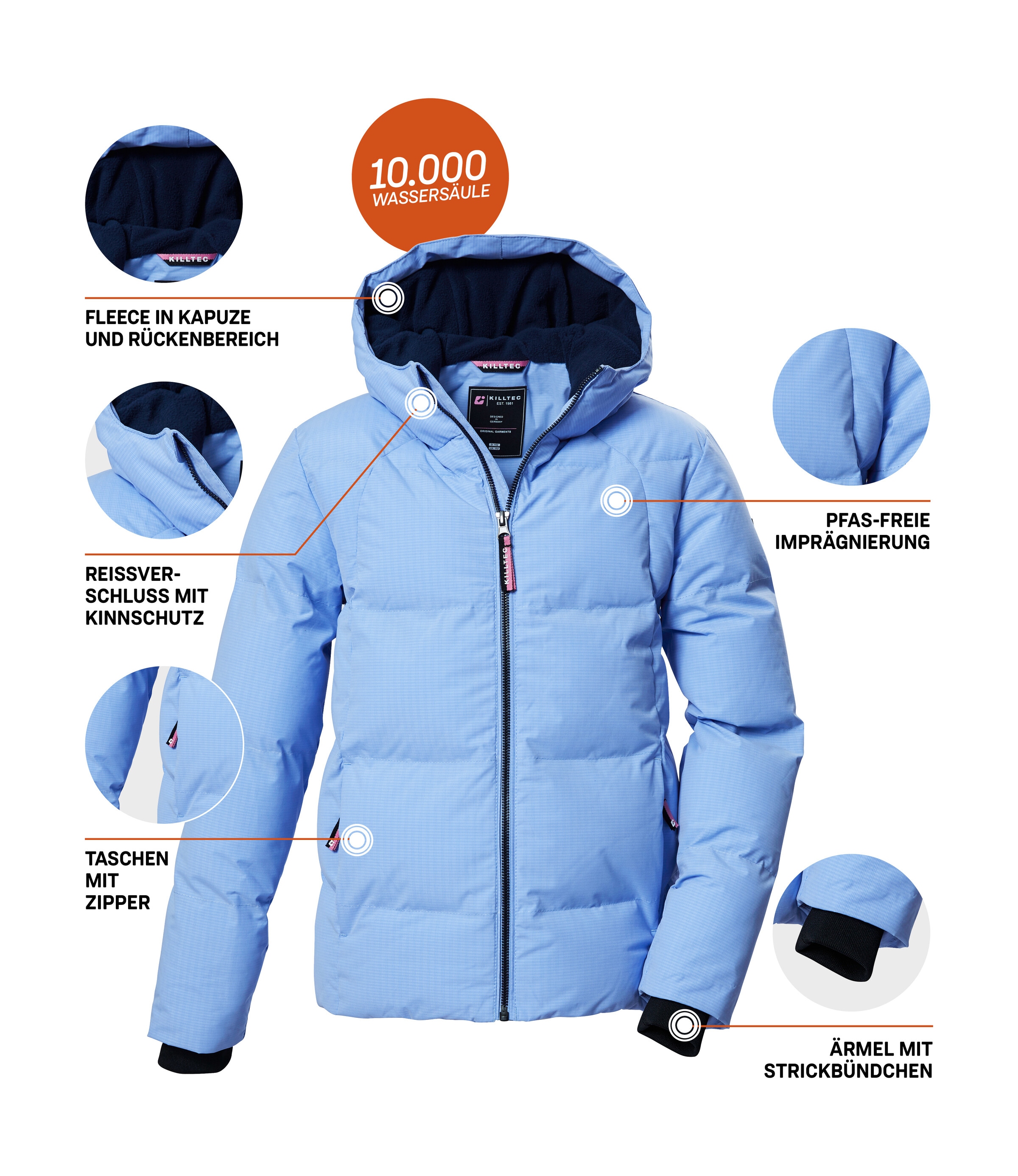 Killtec Veste matelassée »KOW 357 GRLS QLTD JCKT« Wasserabweisende Mädchenjacke mit Kapuze, atmungsaktiv, warm