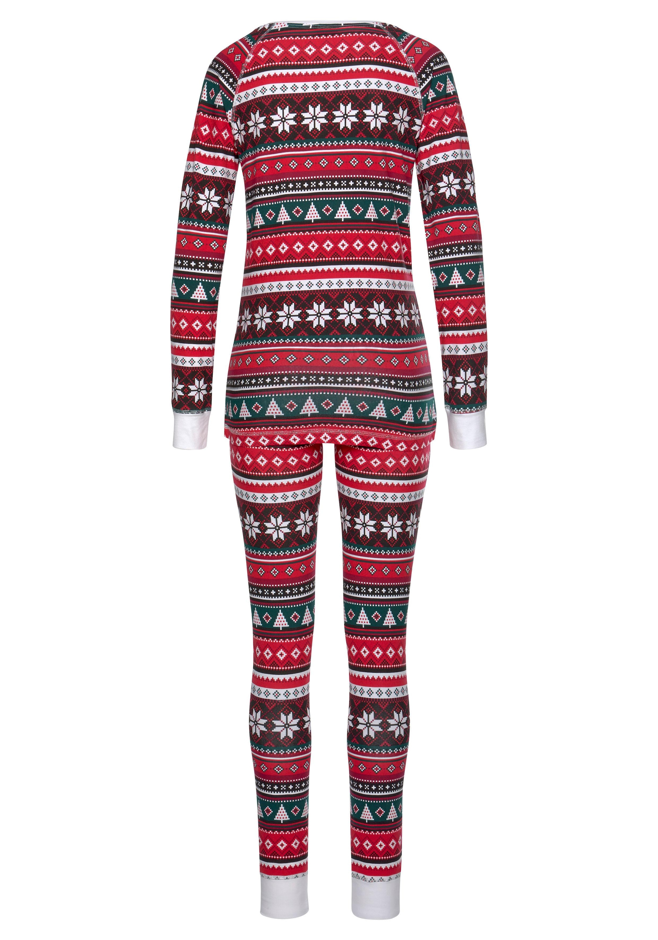 ♕ LASCANA Pyjama, (2 tlg., 1 Stück), mit weihnachtlichem Muster  versandkostenfrei auf