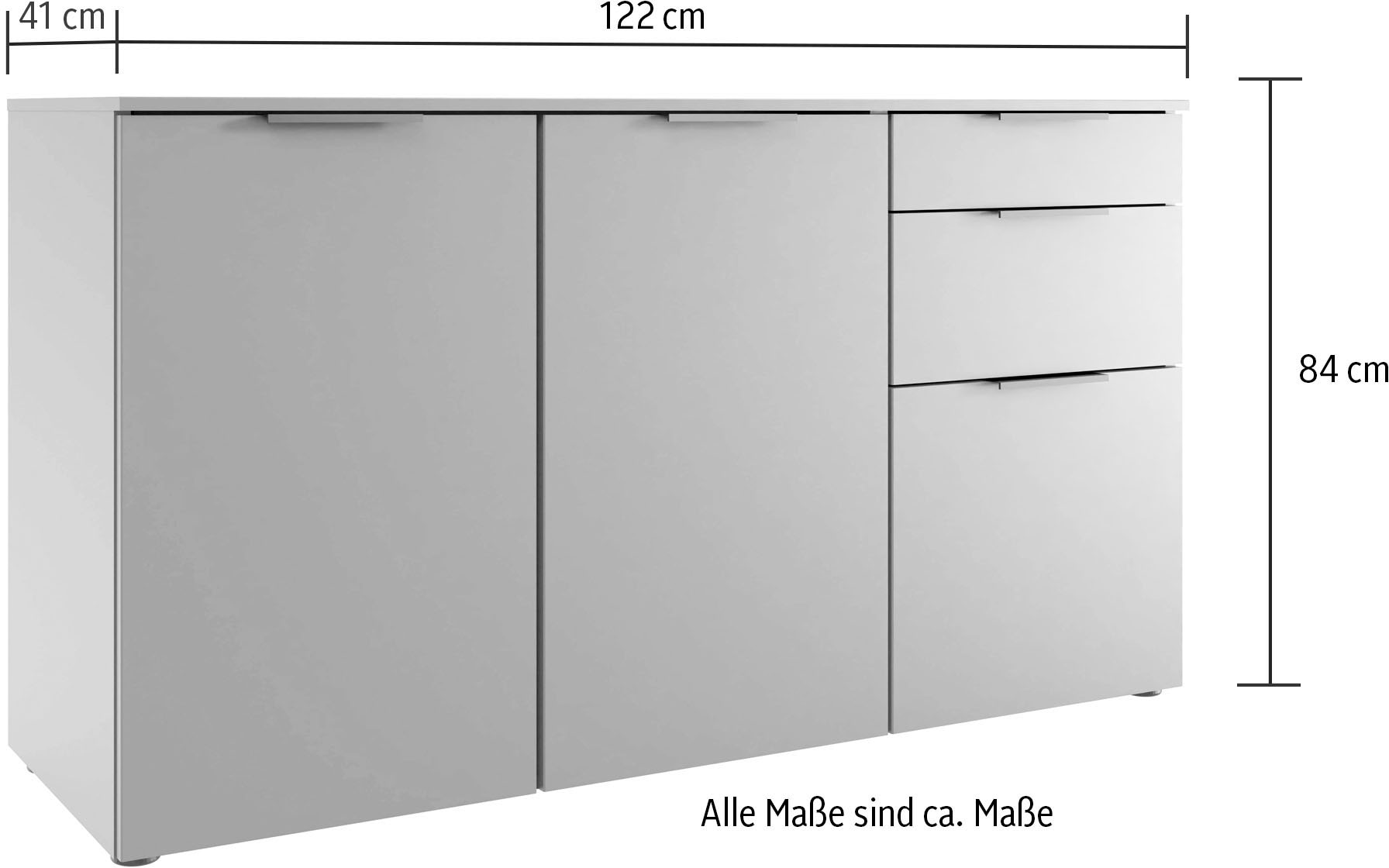 Wimex Kombikommode »Level by fresh to go«, 3-türig mit 2 Schubladen, soft-close Funktion, 122 cm breit, 84cm hoch