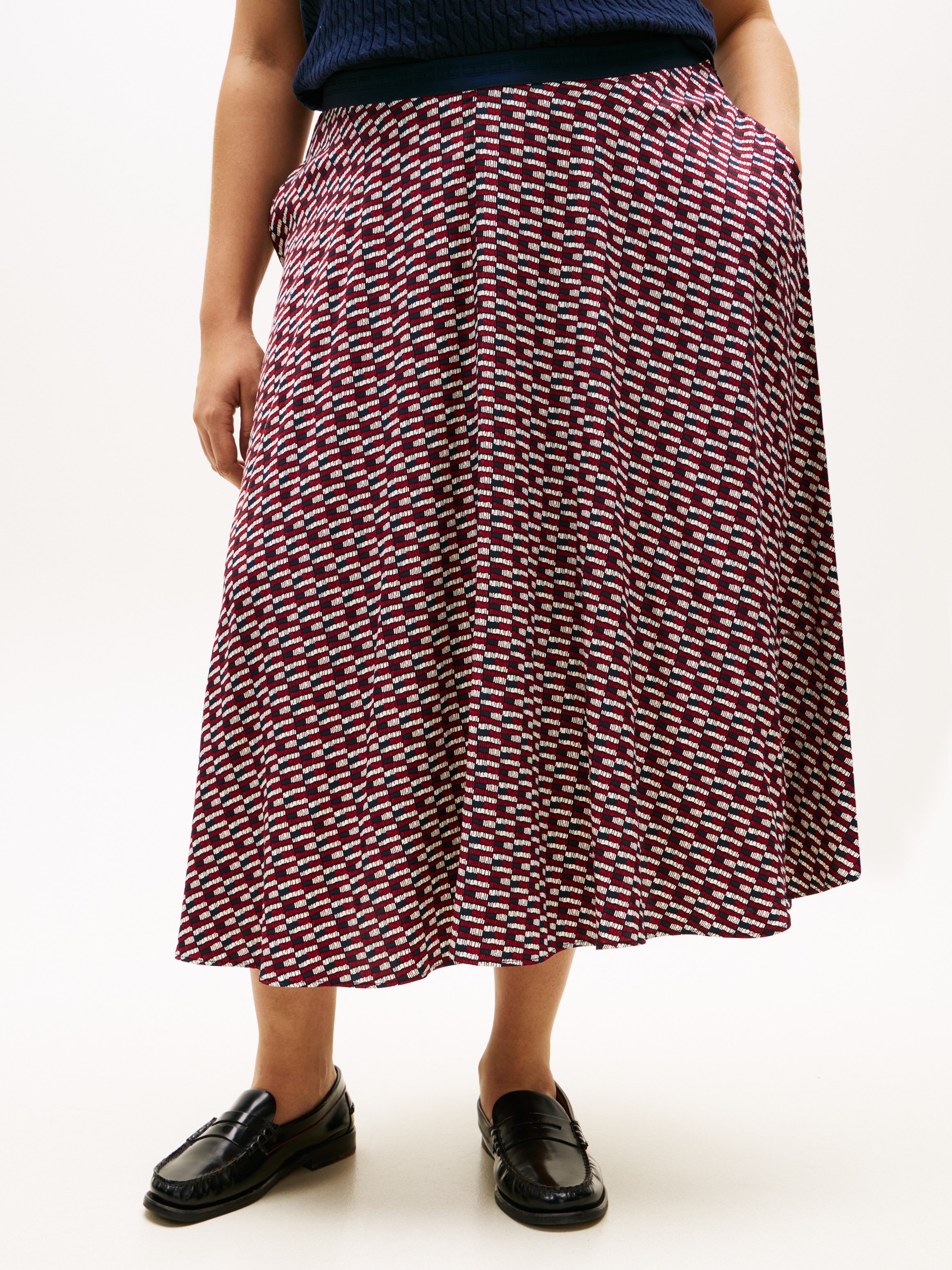 Image of Tommy Hilfiger Curve A-Linien-Rock "CRV VIS TWILL A-LINE MIDI SKIRT" in grossen Grössen