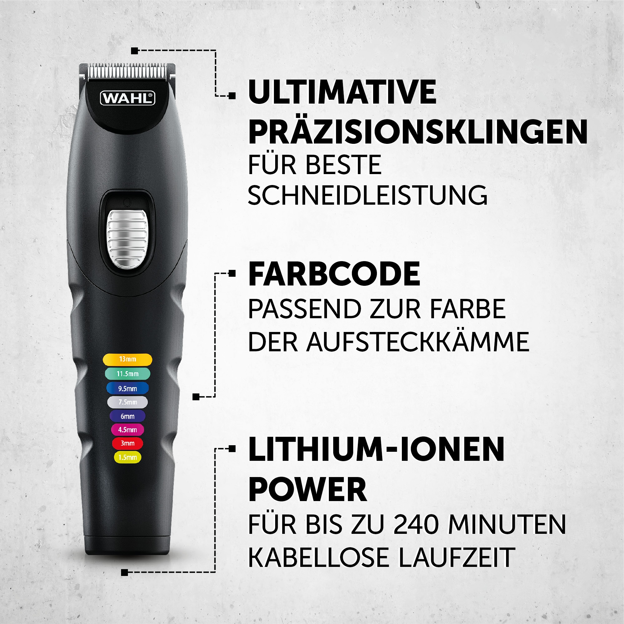 Wahl Trimmer multifonctionnel »Color Trim Advanced« 13 Aufsätze Farbcodierte Aufsteckkämme, Lithium-Ionen-Technologie, USB Aufladung