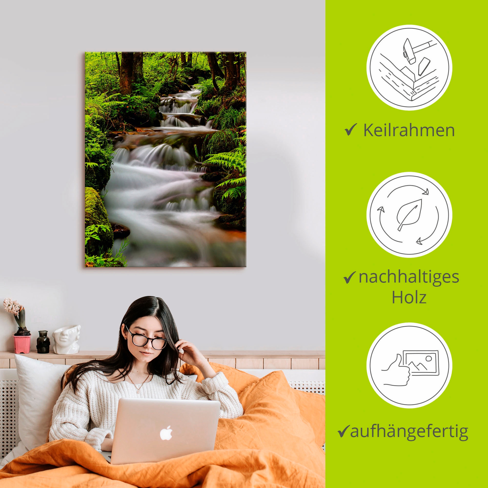 Artland Tableau sur toile »Schwarzwaldbach« 1 cuis tlg. auf Holzrahmen gespannt