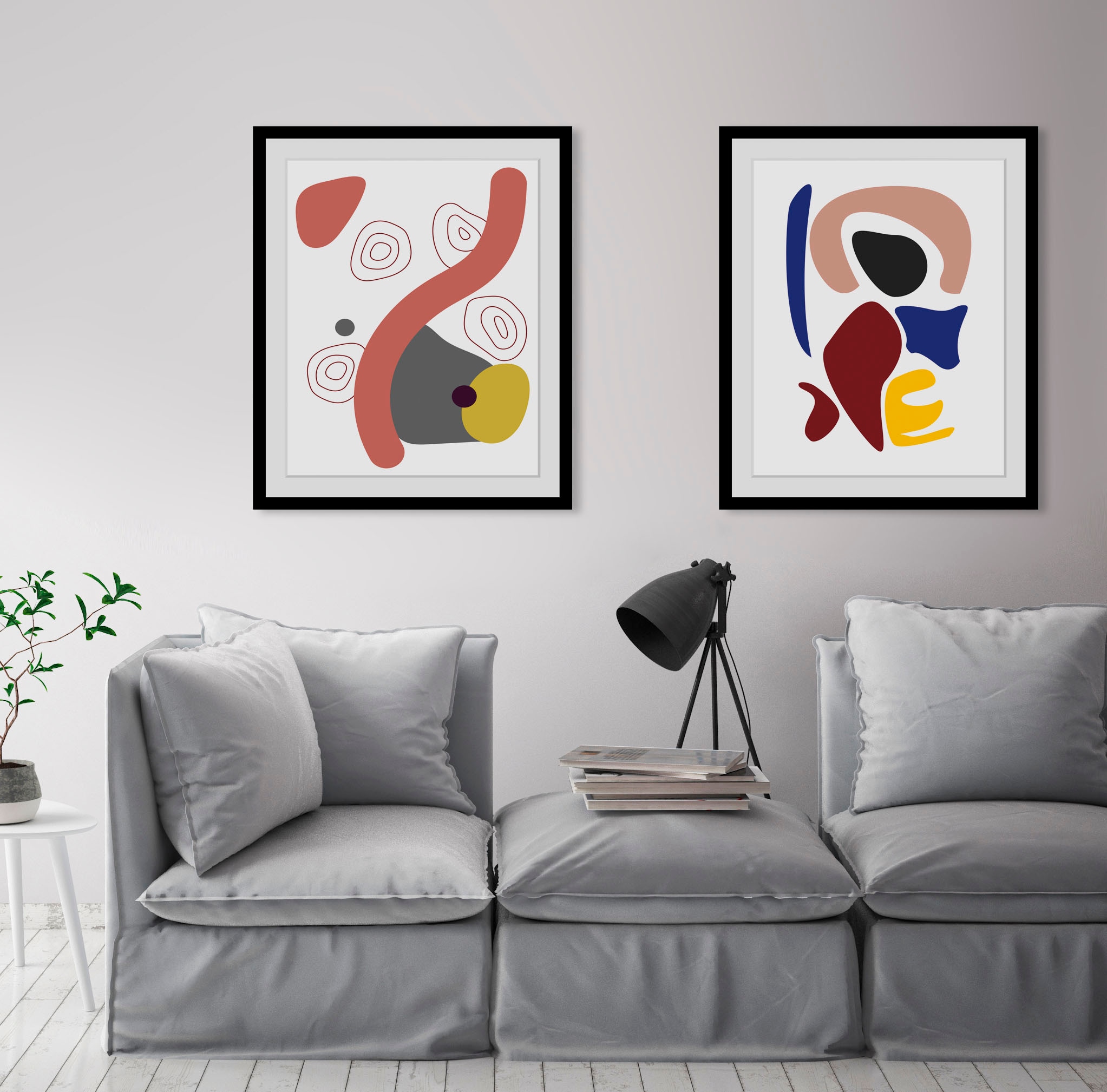 Image of queence Bild "Jupiter" Abstrakt Figuren Gemälde Gesicht Kunst Modern 1 Stk. tlg. HD Premium Poster-Druck inkl. Holzrahmen