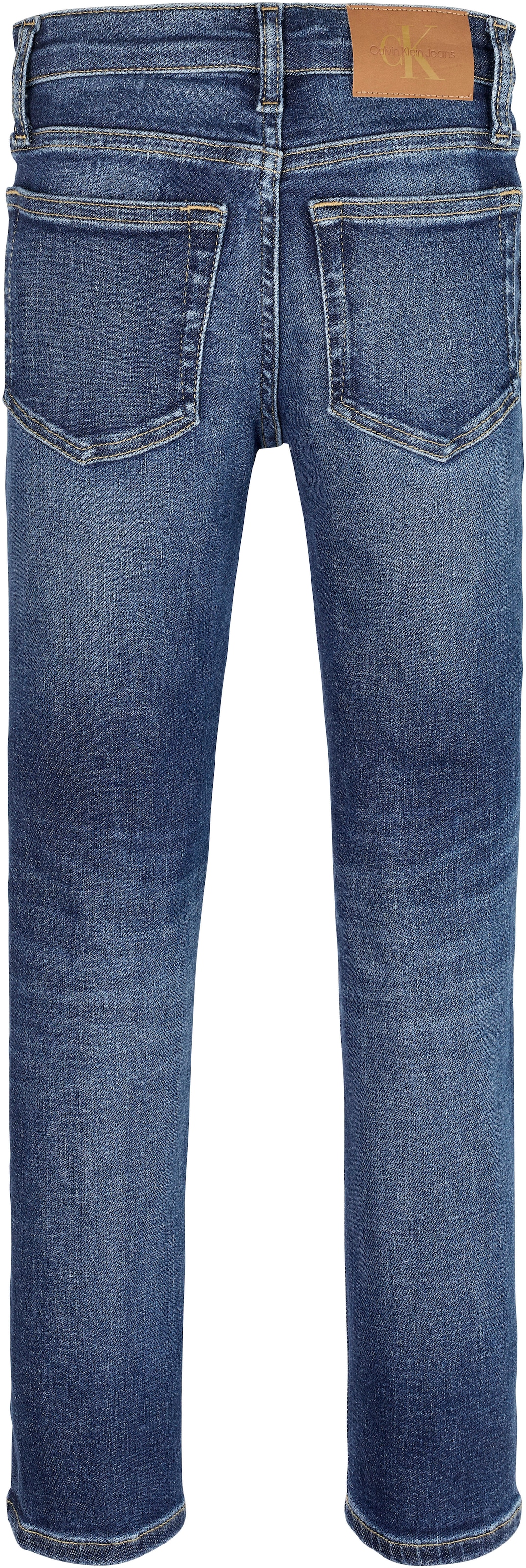 Calvin Klein Jeans Slim-fit-Jeans »DARK BLUE VISUAL SLIM«, für Kinder bis 16 Jahre mit Lederpatch