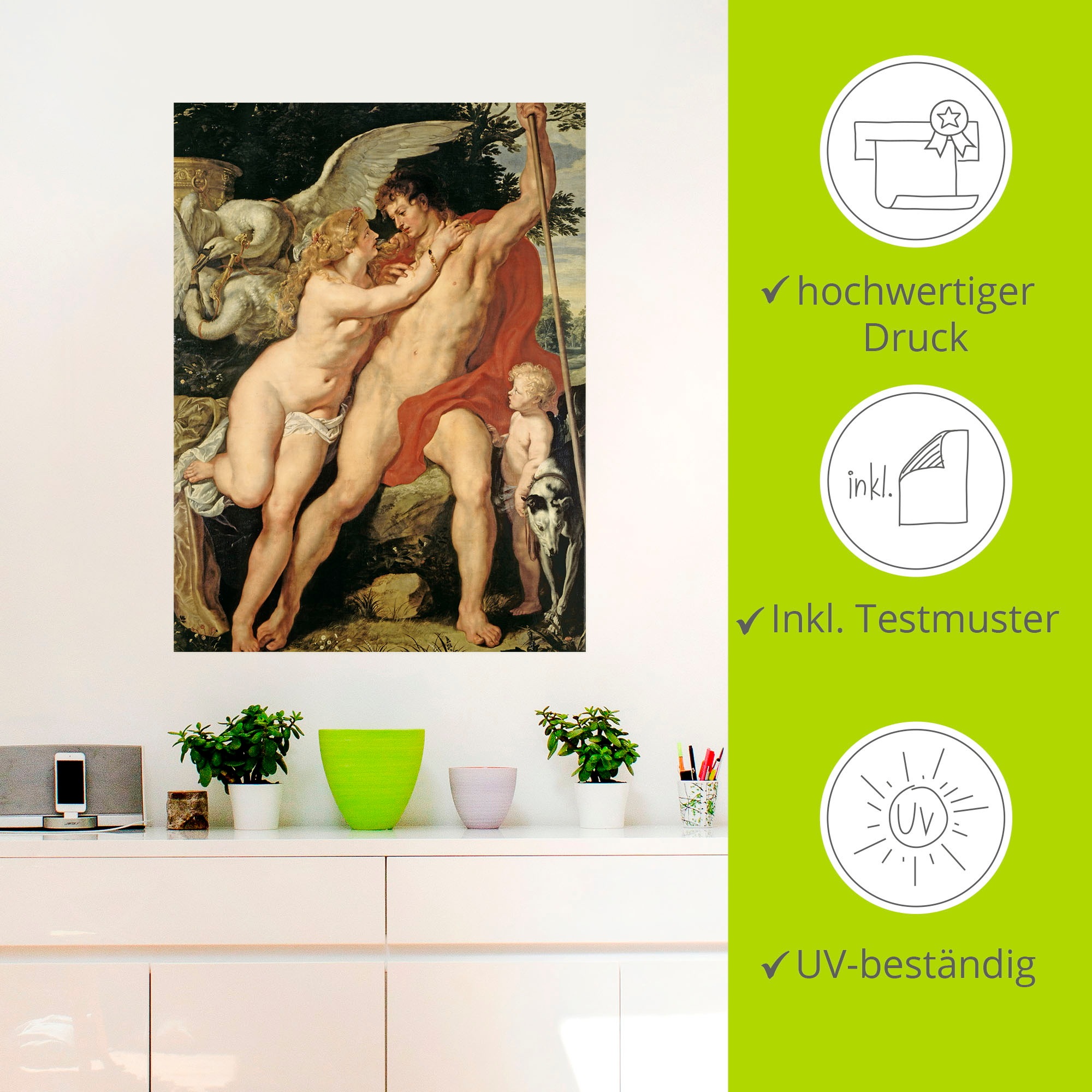 Artland Wandbild »Venus und Adonis. Um 1610«, Paar, (1 St.), als Leinwandbild, Wandaufkleber in verschied. Grössen