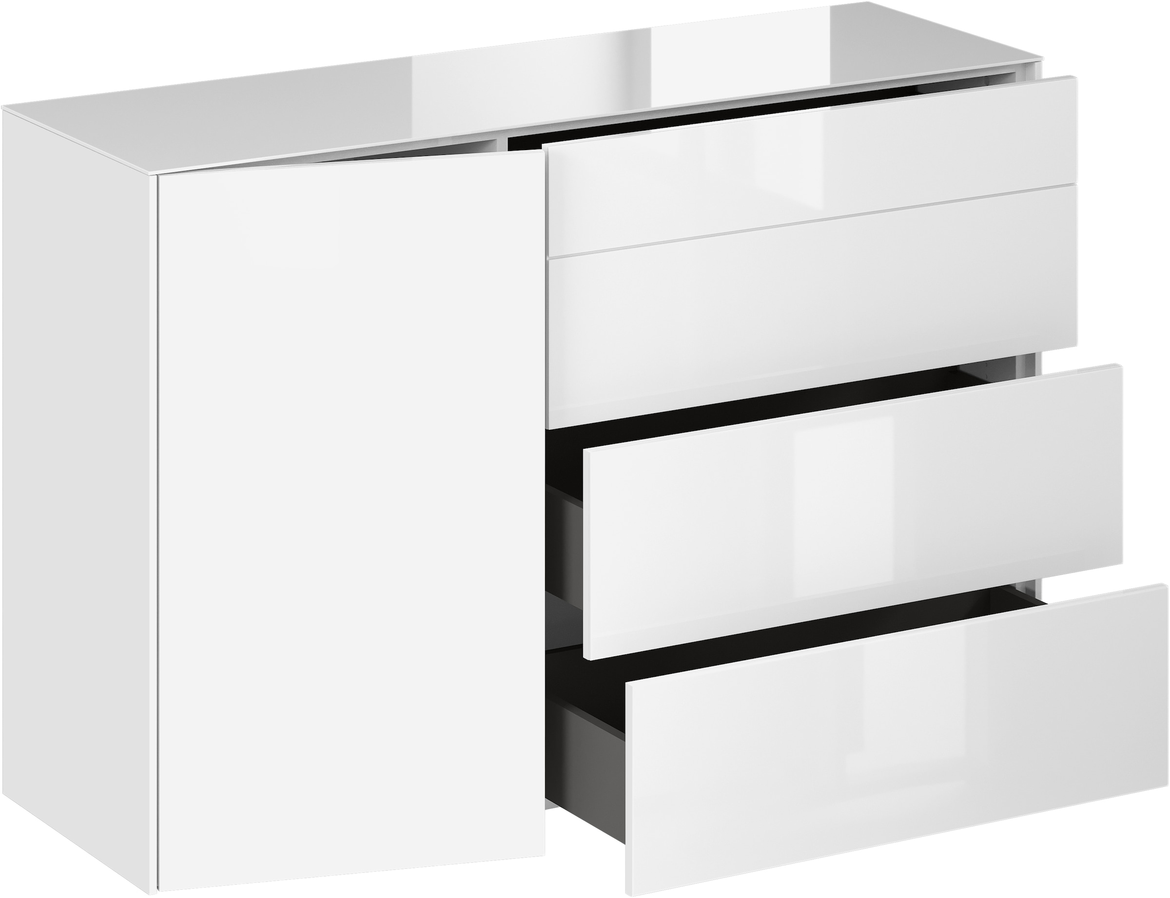 Mäusbacher Kommode Kommode BHT 131/89/42 cm, Push to open, Front+Oberplatte=Glas