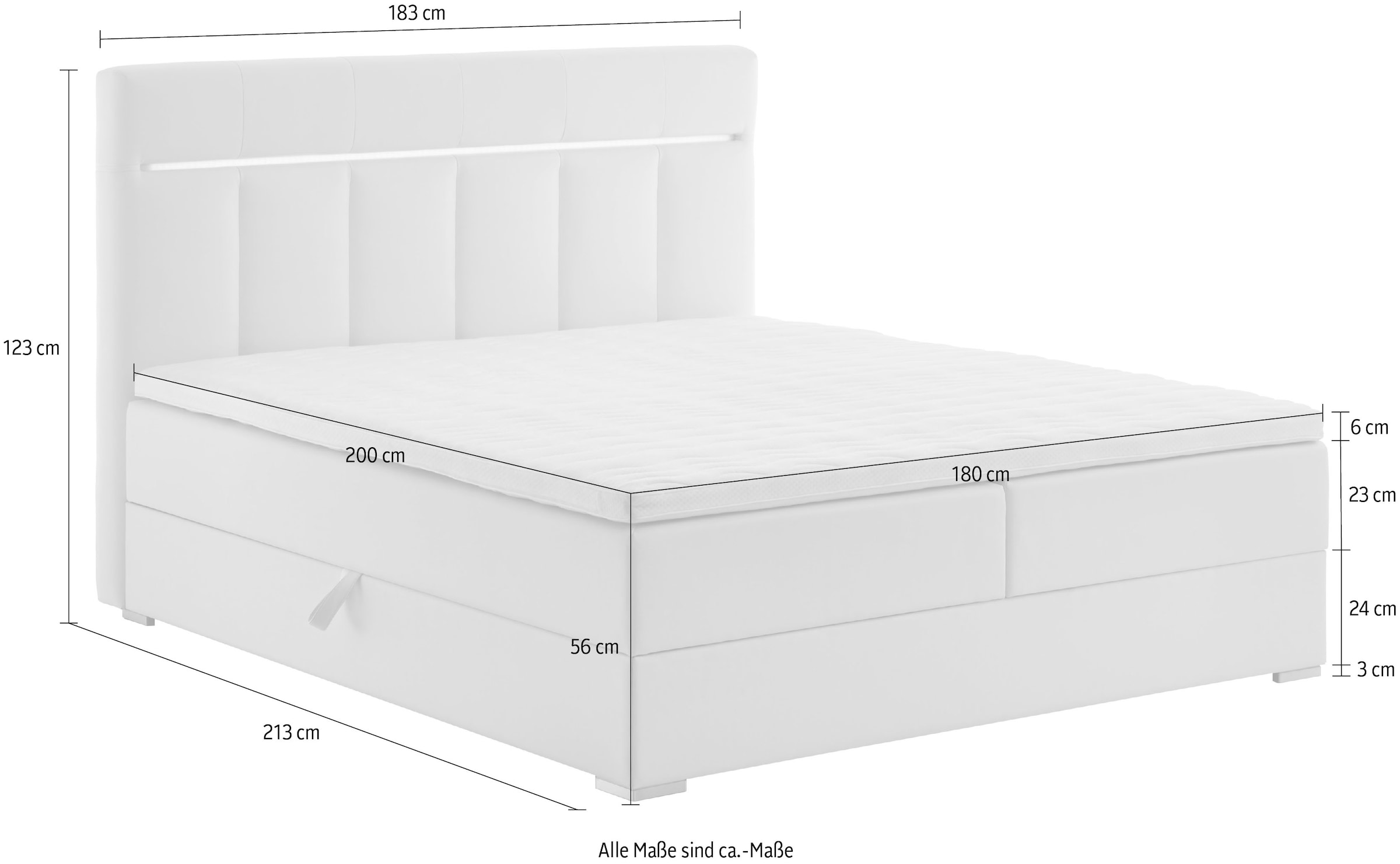 ATLANTIC home collection Lit de boxe »Tessa« avec éclairage LED et coffre de lit
