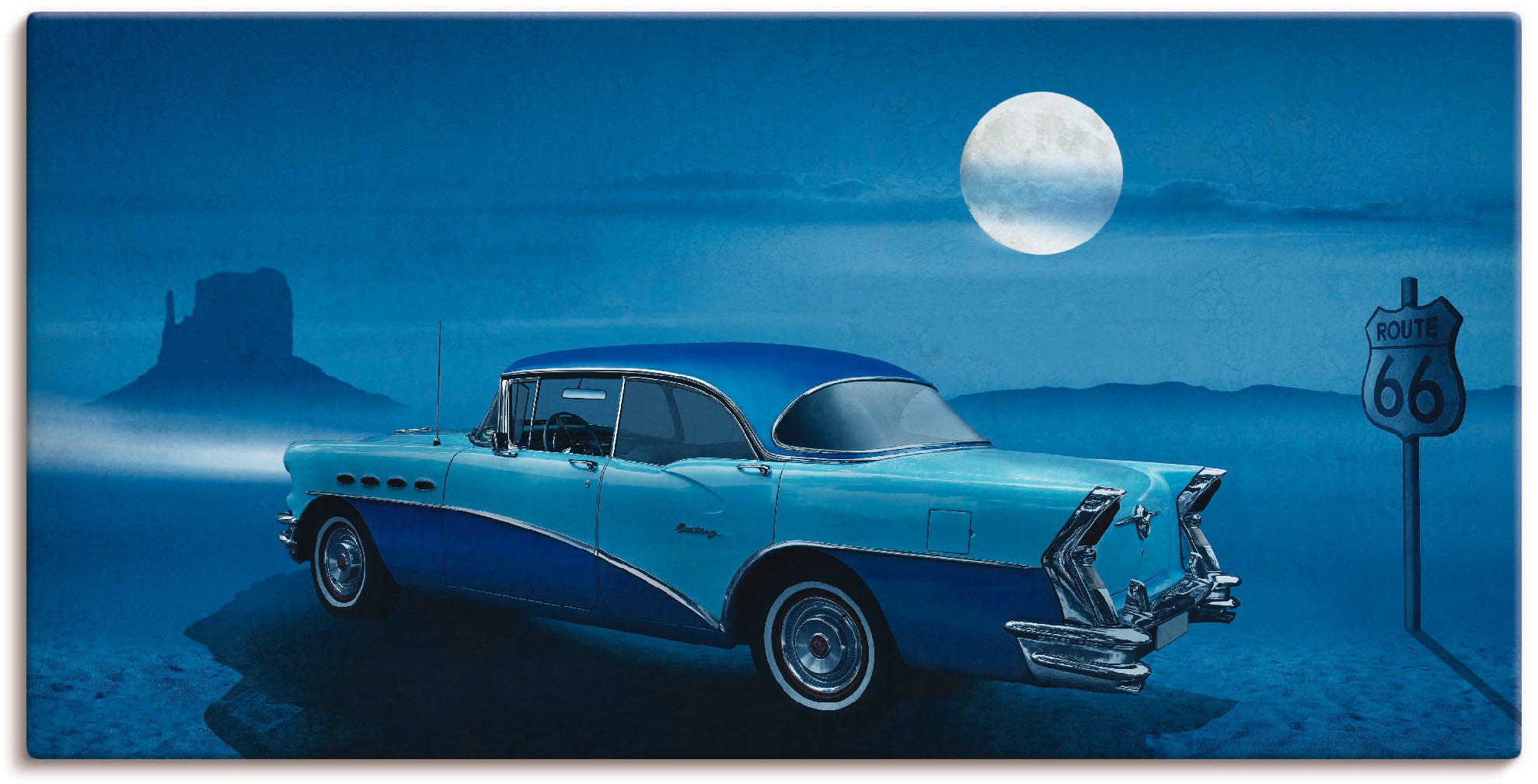 Artland Wandbild »Blaue Nacht auf der Route 66«, Auto, (1 St.), als  Leinwandbild, Wandaufkleber oder Poster in versch. Grössen bequem kaufen