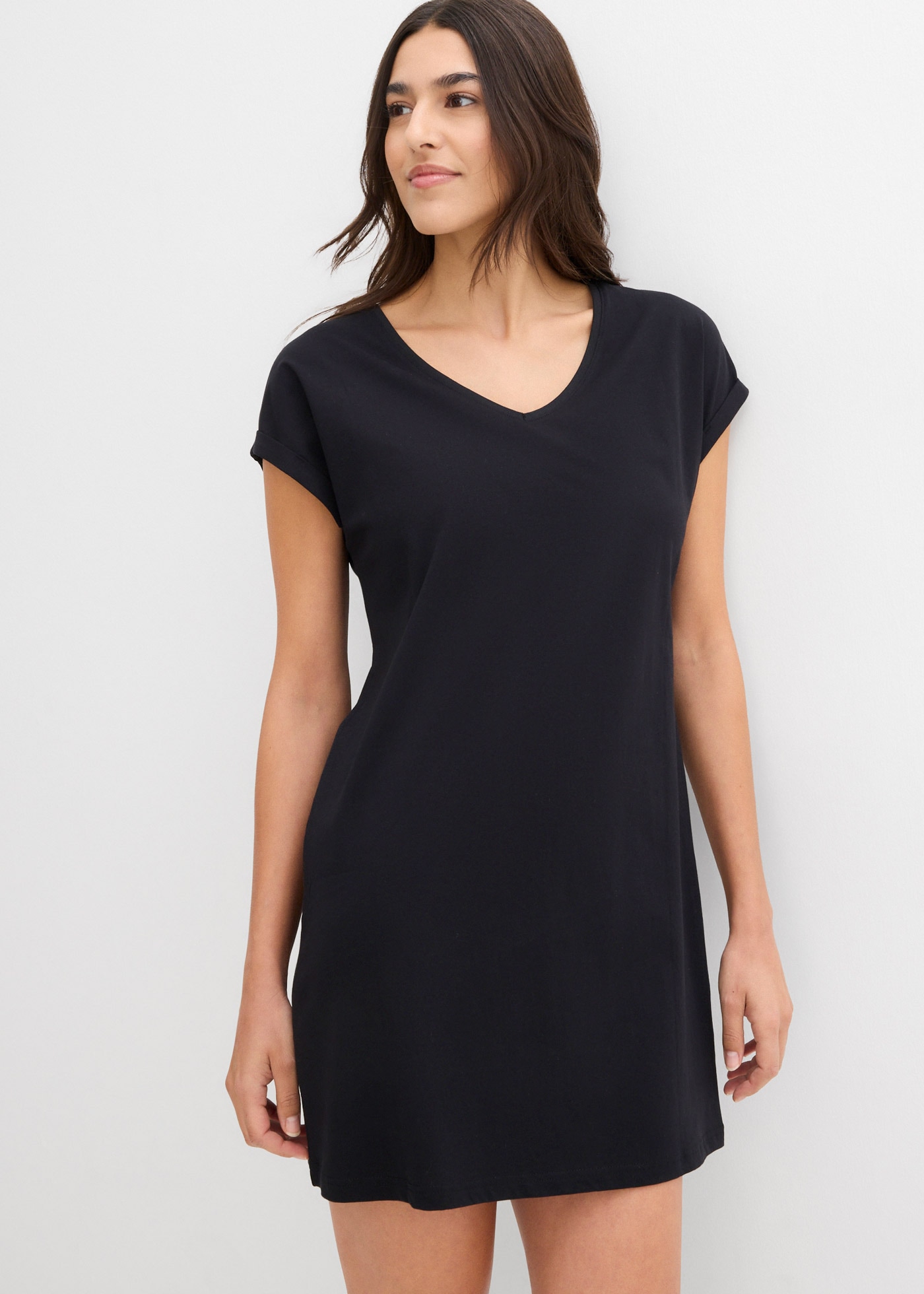 Image of bonprix Shirtkleid Packung, 2 tlg. tlg. für Frühling und Sommer, aus reiner Baumwolle, lockerer Schnitt