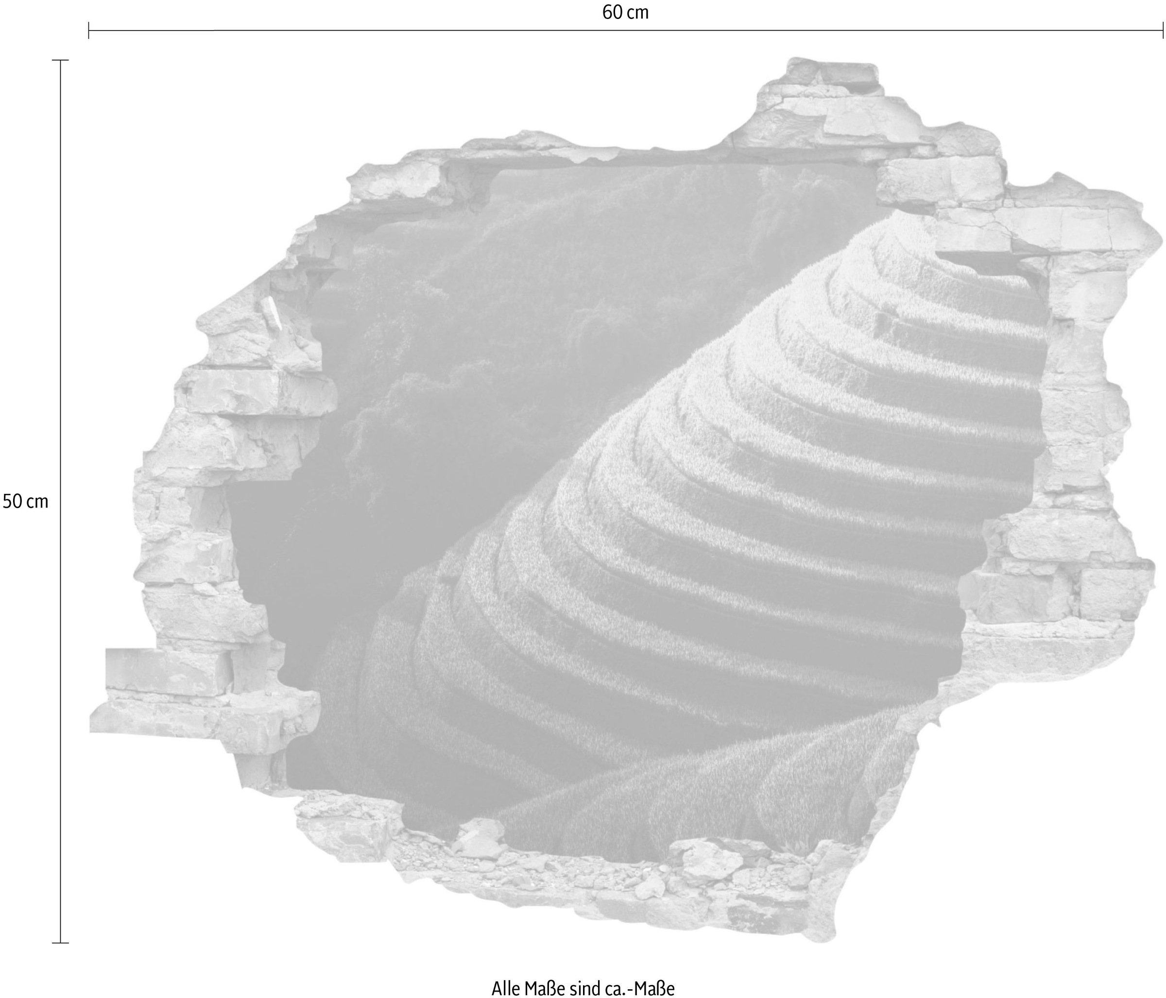 queence Autocollant mural »Hügel« Wandsticker, Wandbild, selbstklebend, 3D, Wanddurchbruch