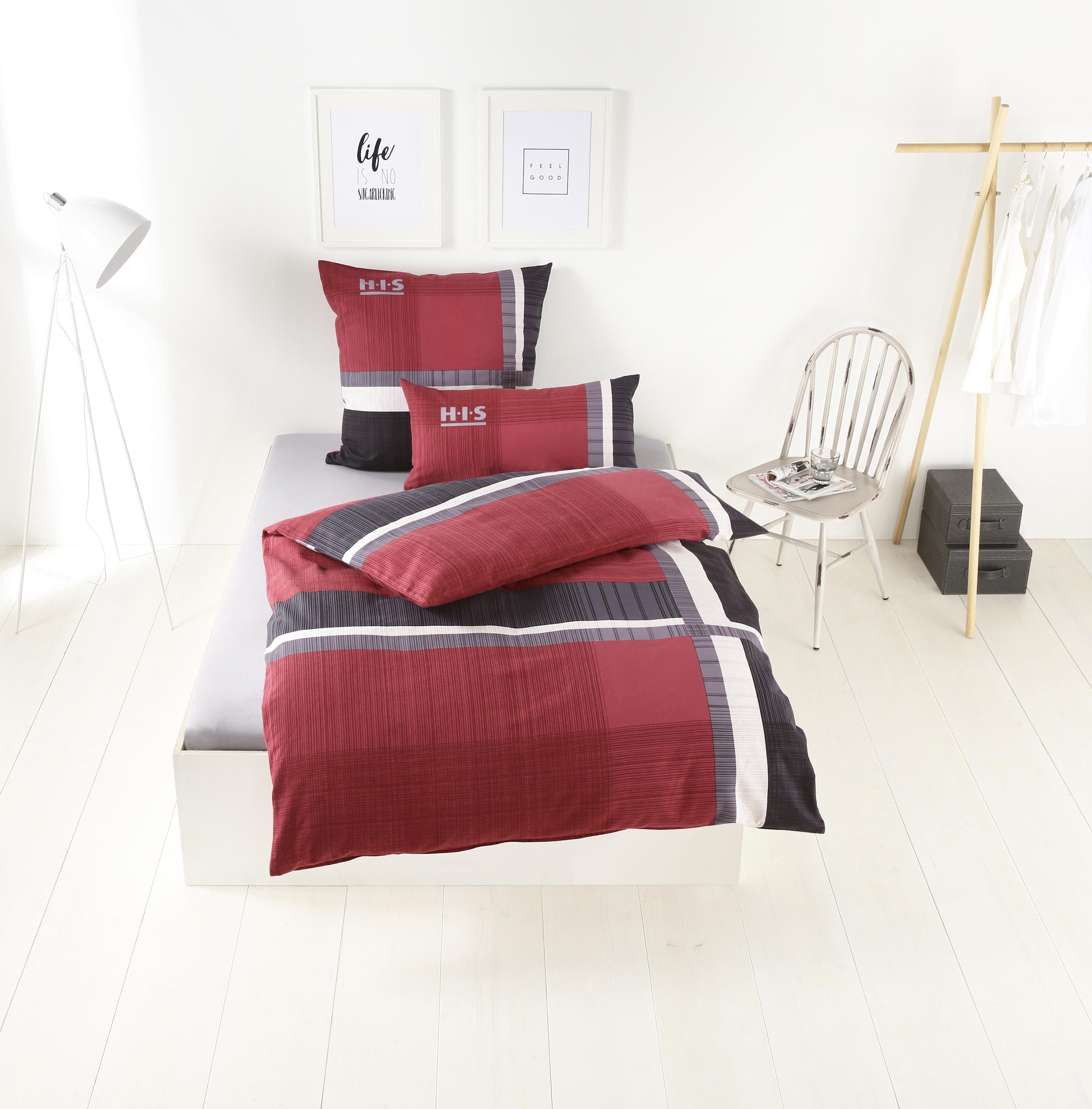 Bettwäsche »Linus, 100% Baumwolle, Kissenbezug und Bettdeckenbezug mit Reissverschluss...