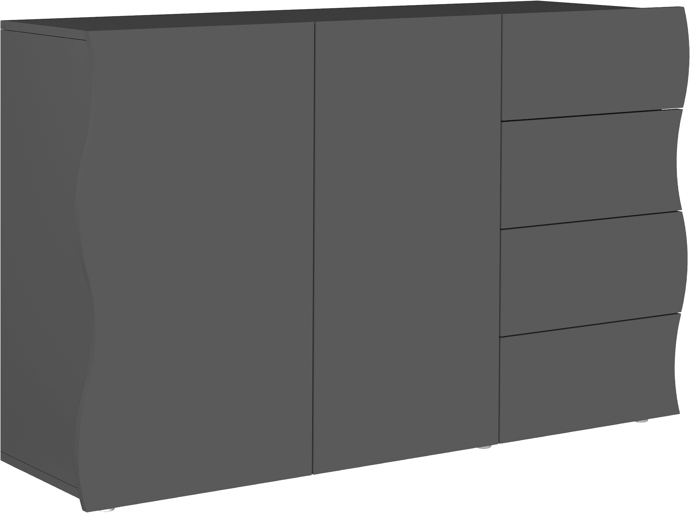 Image of Home affaire Sideboard "Onda Aufbewahrungsschrank, Sideboard, mit 2 Türen, 4 Schubladen," Elegante Kommode mit Wellenfront in Anthrazit matt, Made in Italy