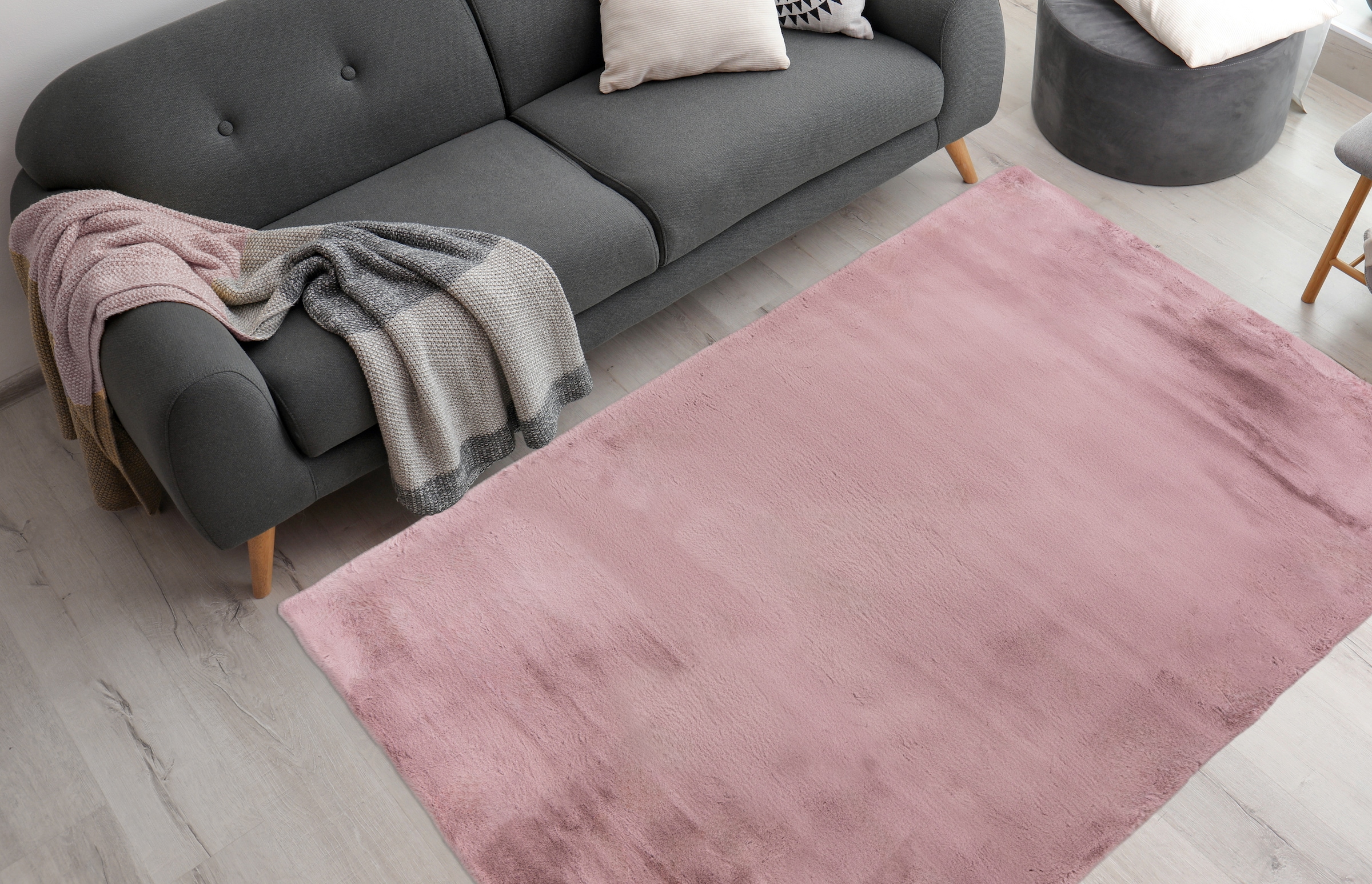 Image of Arte Espina Fellteppich "Rabbit 100" rechteckig 45 mm Höhe Kunstfell, Kaninchenfell-Haptik, supersoft, Hochflorteppich
