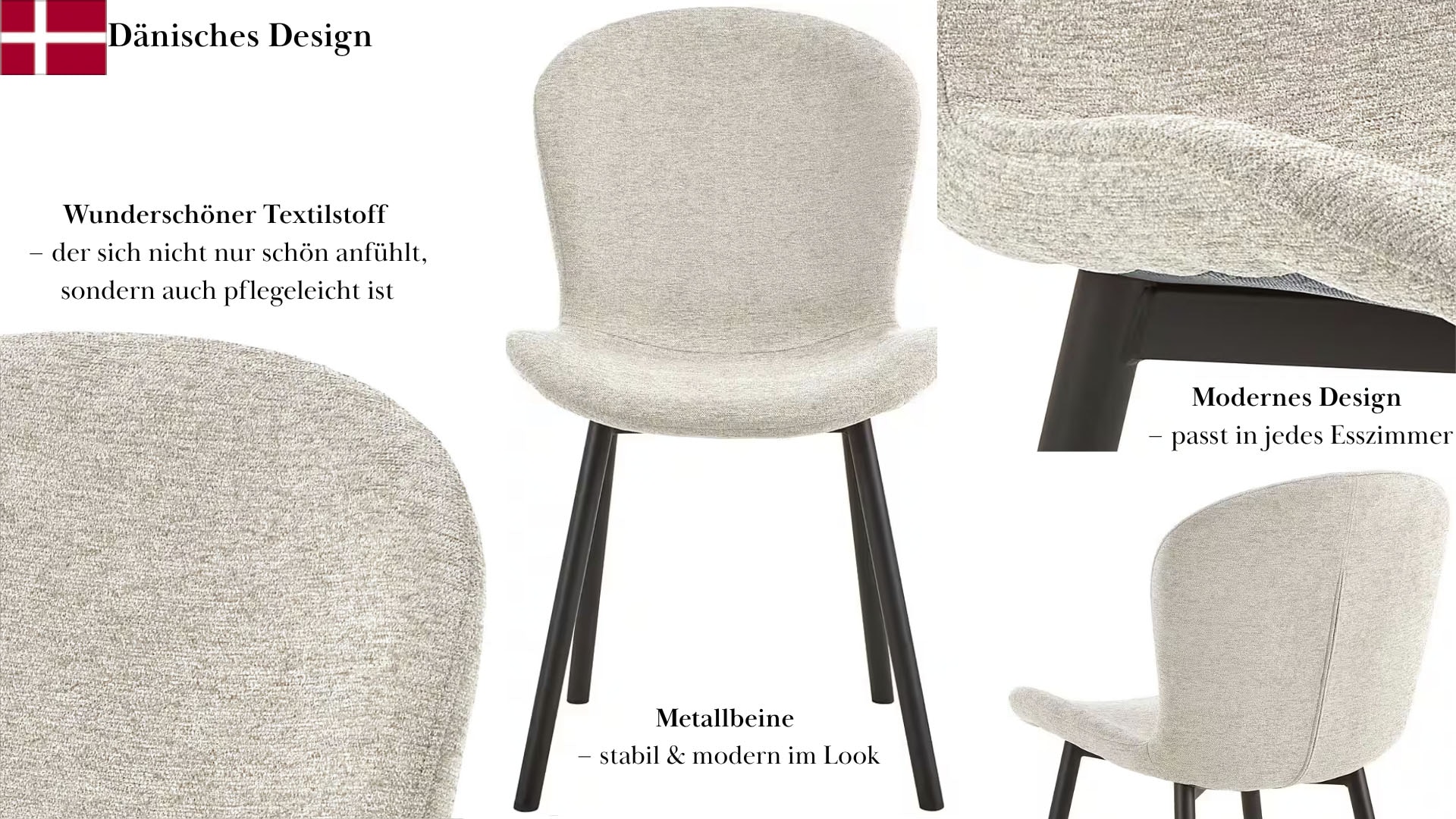 ACTONA GROUP Set de salle à manger »Esspruppe, Speisetisch mit Wohnzimmerstühlen« Ensemble complet, 1 table + 4 chaises, 5 cuis tlg.