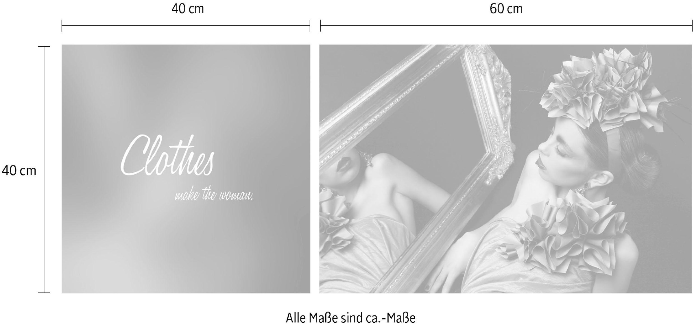 queence Tableau sur toile »Clothes« Set,  Premium-Leinwandstoff, Handarbeit aus Deutschland, Spruch, 2er Set