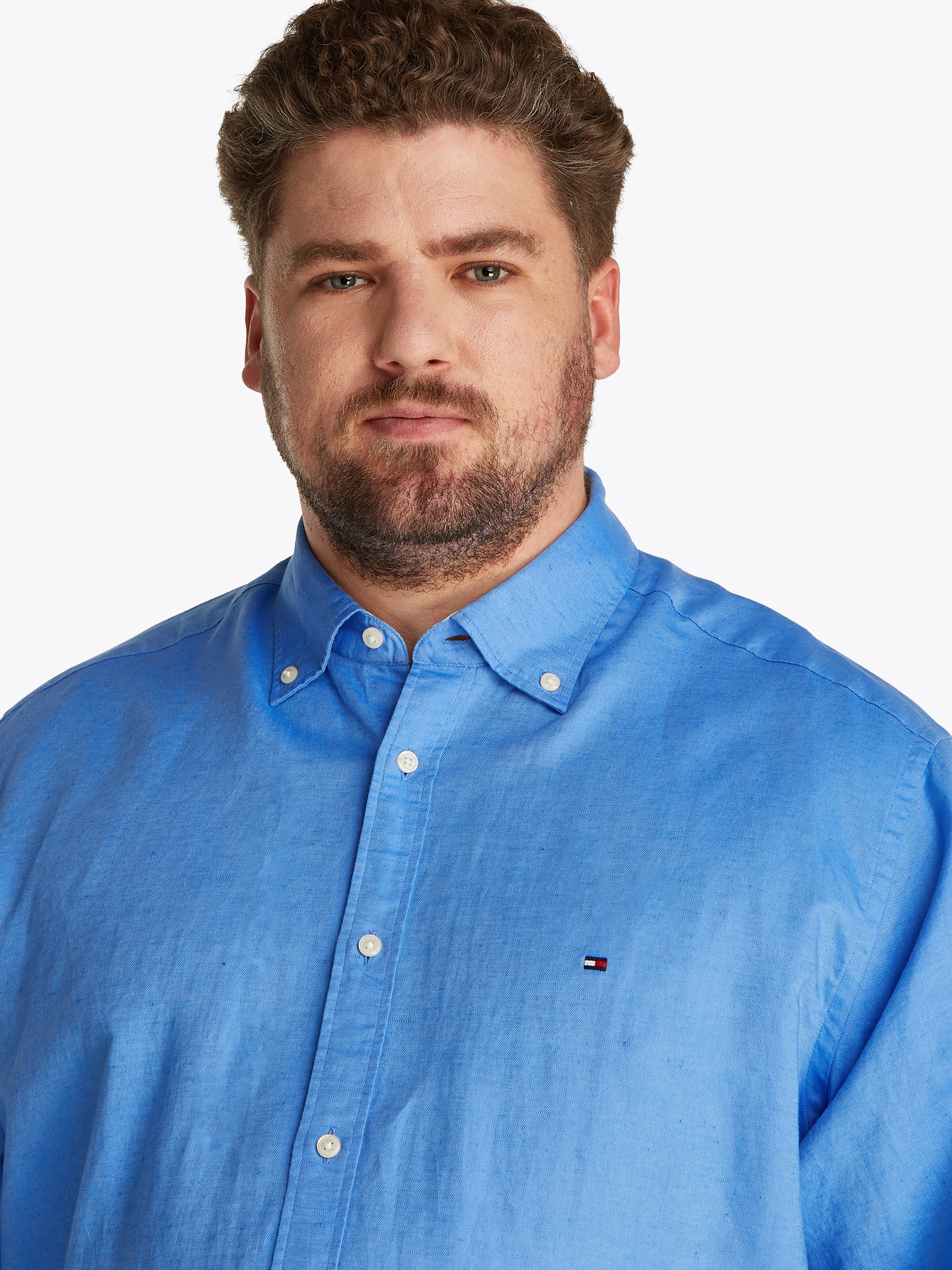 Tommy Hilfiger Big & Tall Langarmhemd »BT-LINEN BLEND SOLID«, Grosse Grössen