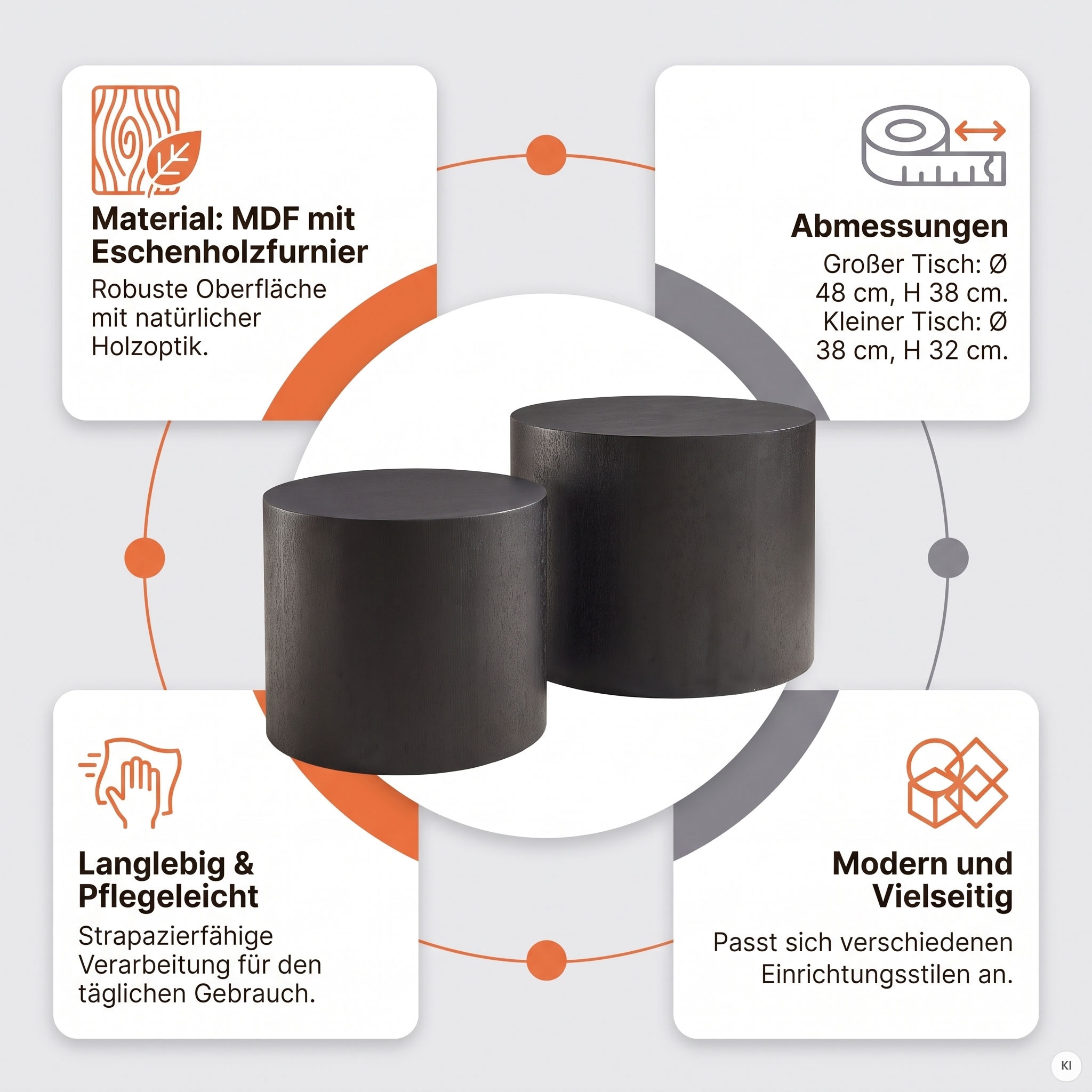 SalesFever Couchtisch »Coffeetable im 2er-Set: Stilvoller Mittelpunkt« 2 Stk. tlg. mit Holzfurnier