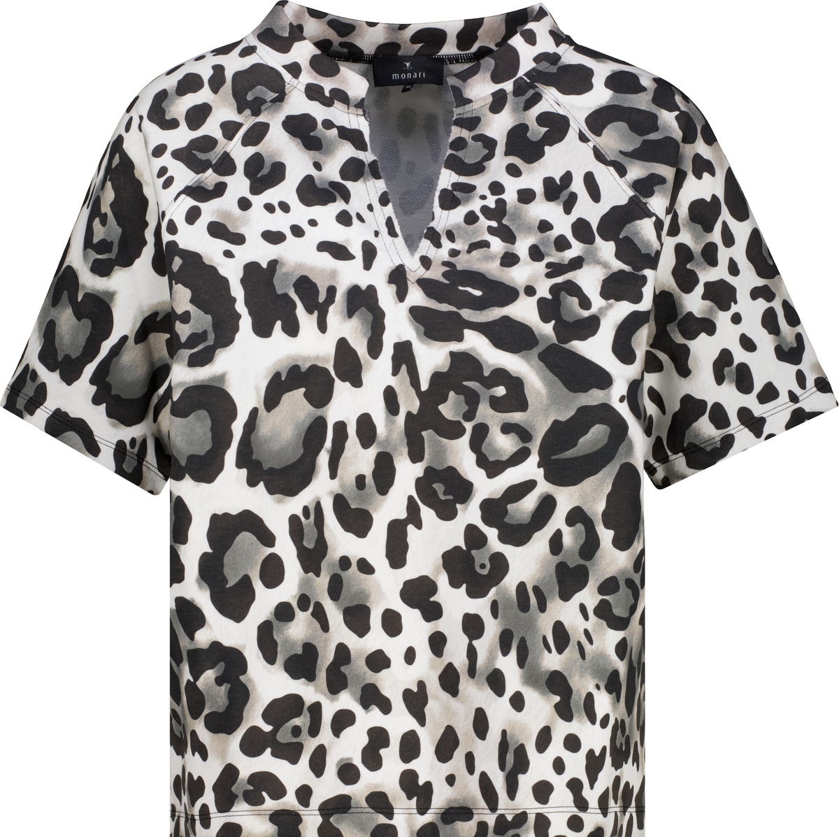 Monari Sweatshirt »Sweatshirt Leo Allover«, Frottee Innenseite, Regular Fit, Schlitz und offenem Saum
