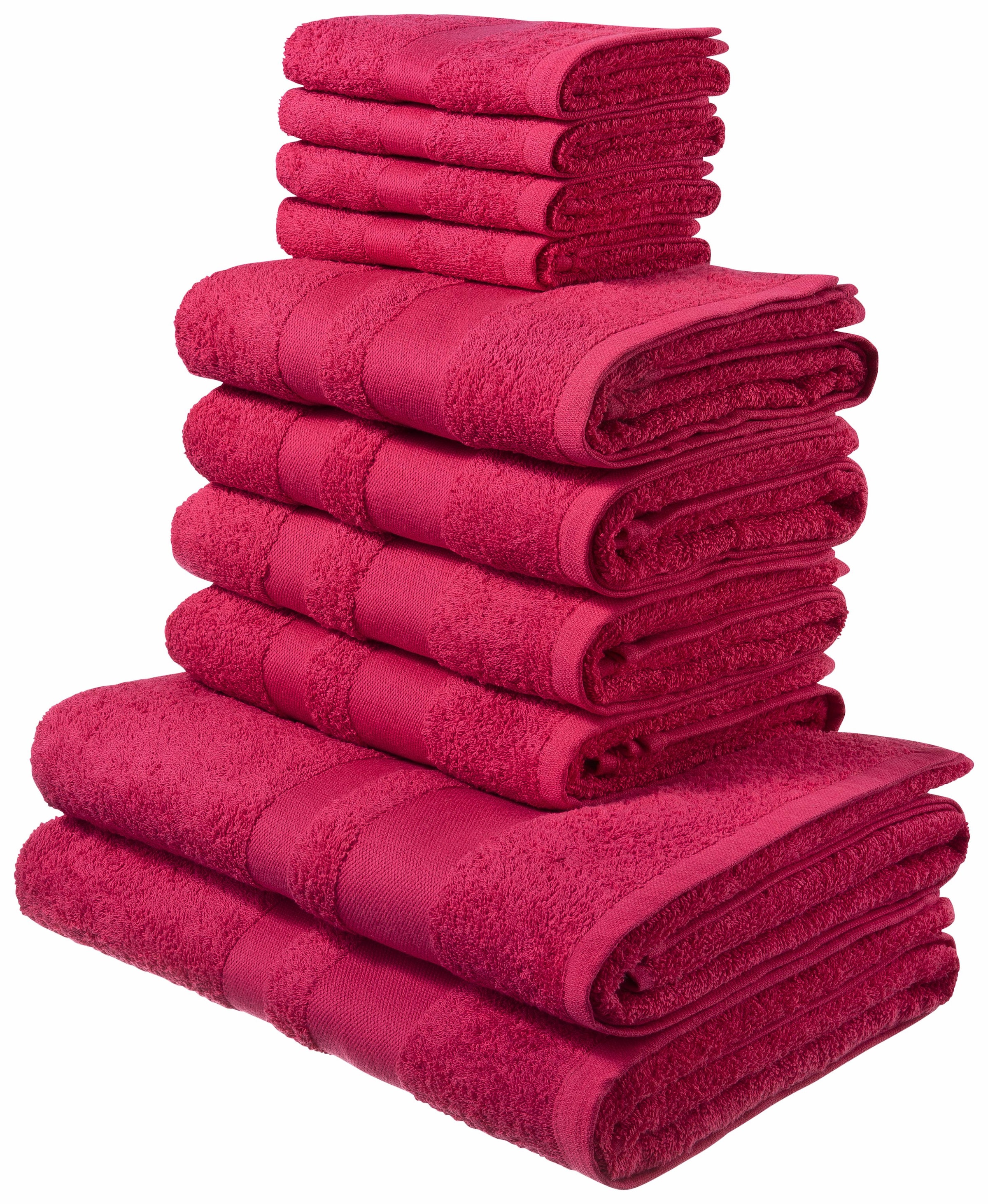 Baumwolle Handtuch-Set Walkfrottee, einfarbiges Set, bas Set à my Bordüre, tlg., 10 aus mit Handtuch Handtücher 100% home prix »Vanessa«,