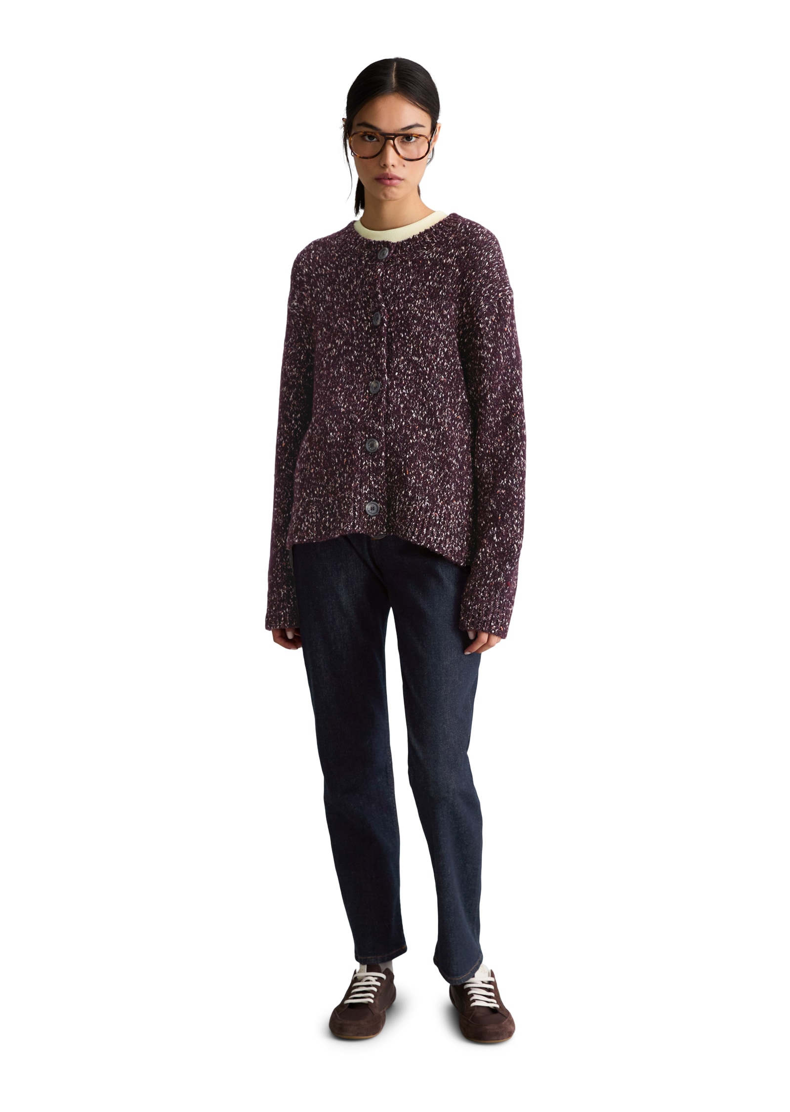 Marc O'Polo DENIM Cardigan »relaxed aus Baumwoll-Schurwolle-Mix« aus Tweed, mit Wollanteil