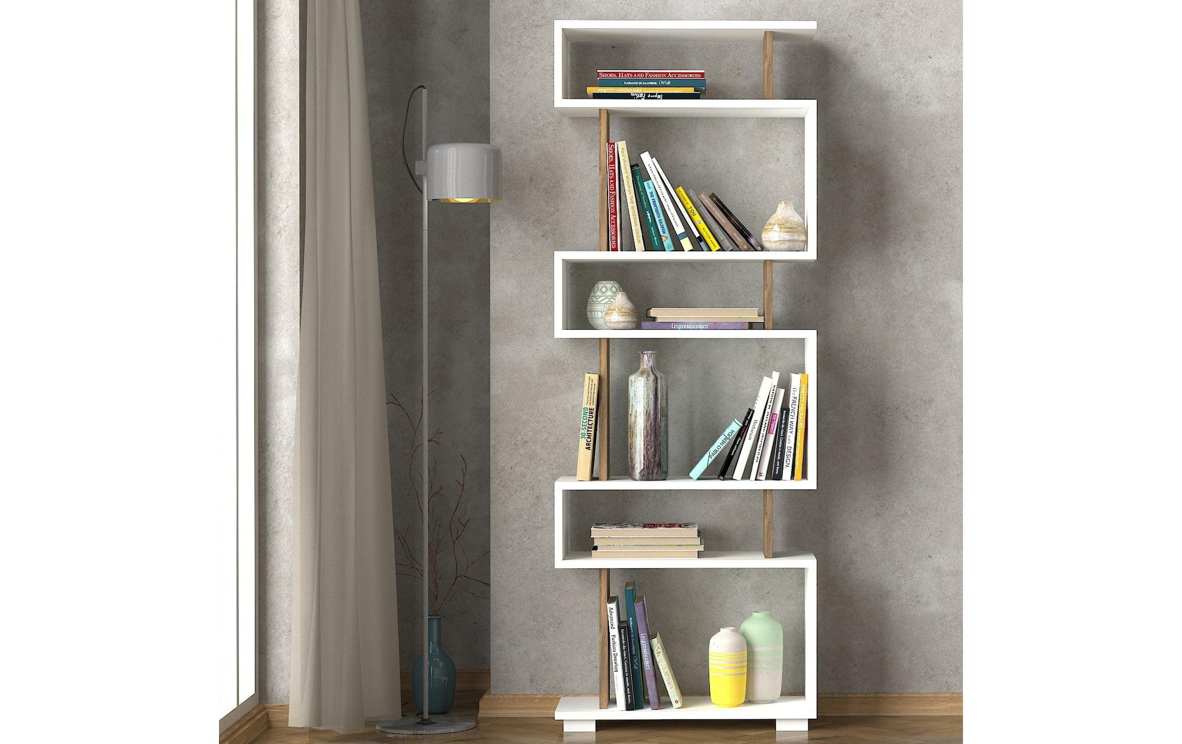 WOODY FASHION Regal »Blok 60 x 165 x 45065 cm, Nature/Weiss«