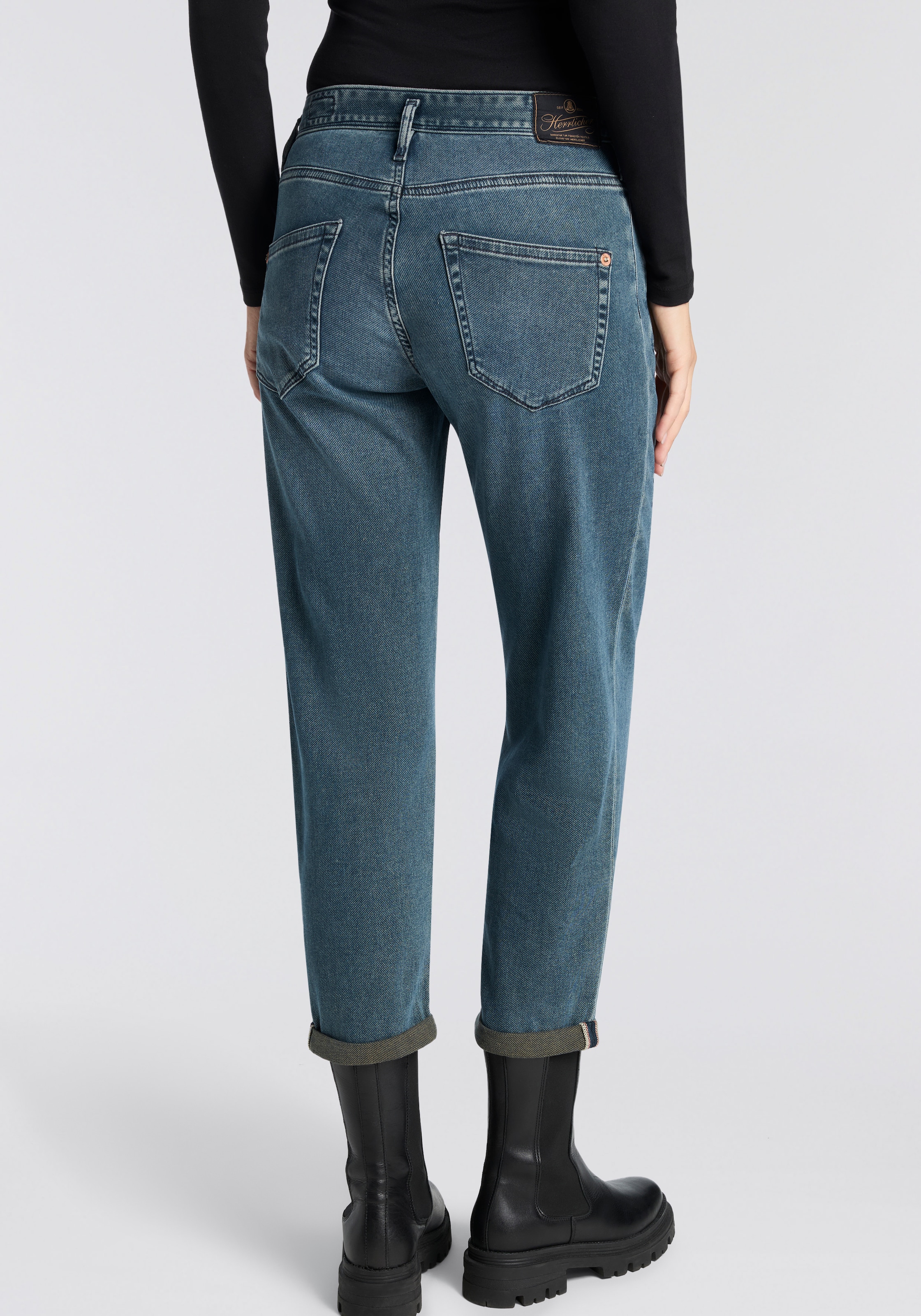 Herrlicher 5-Pocket-Jeans »Shyra Tap Denim Comfort« in Cropped Länge, Umschlagsaum