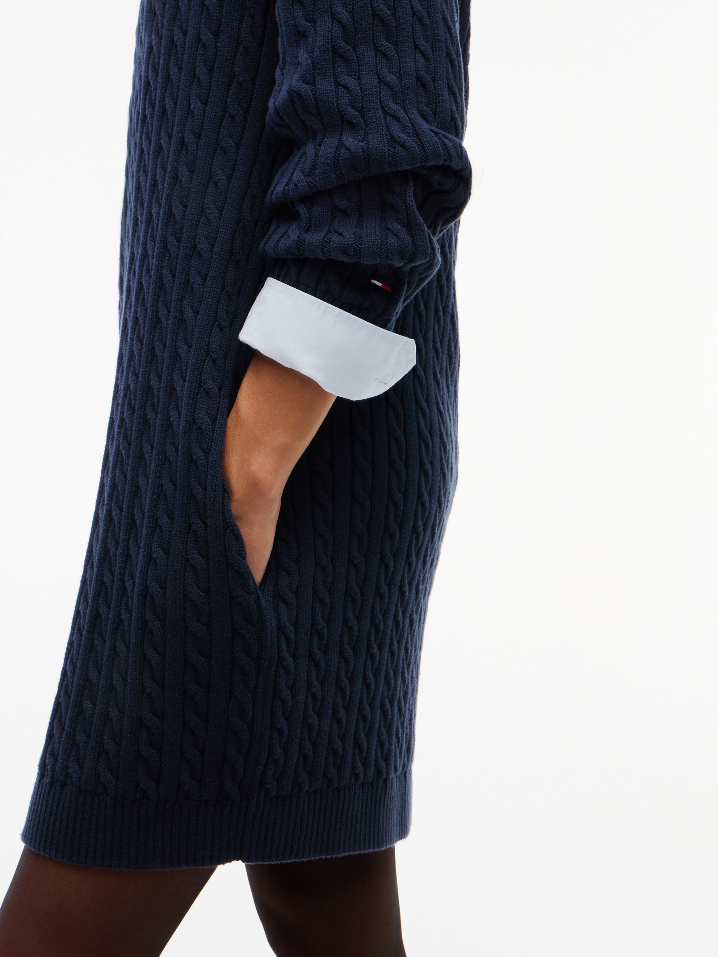Tommy Jeans Strickkleid »TJW CABLE RWB SWEATER DRESS EXT« Baumwolle, mit Zopfmuster
