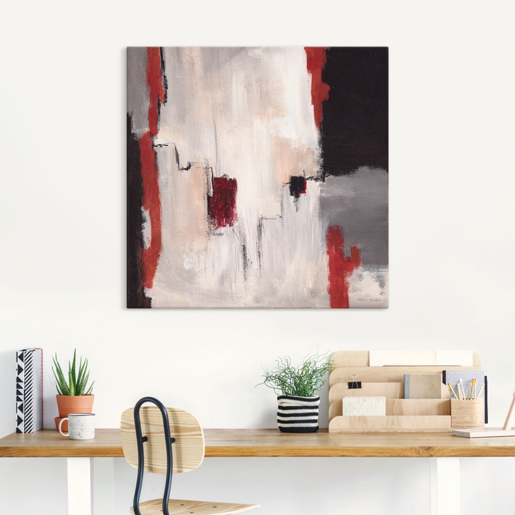 Artland Wandbild »Rot an Grau I - Abstrakt«, Gegenstandslos, (1 St.), als Alubild, Outdoorbild, Leinwandbild, Poster in verschied. Grössen
