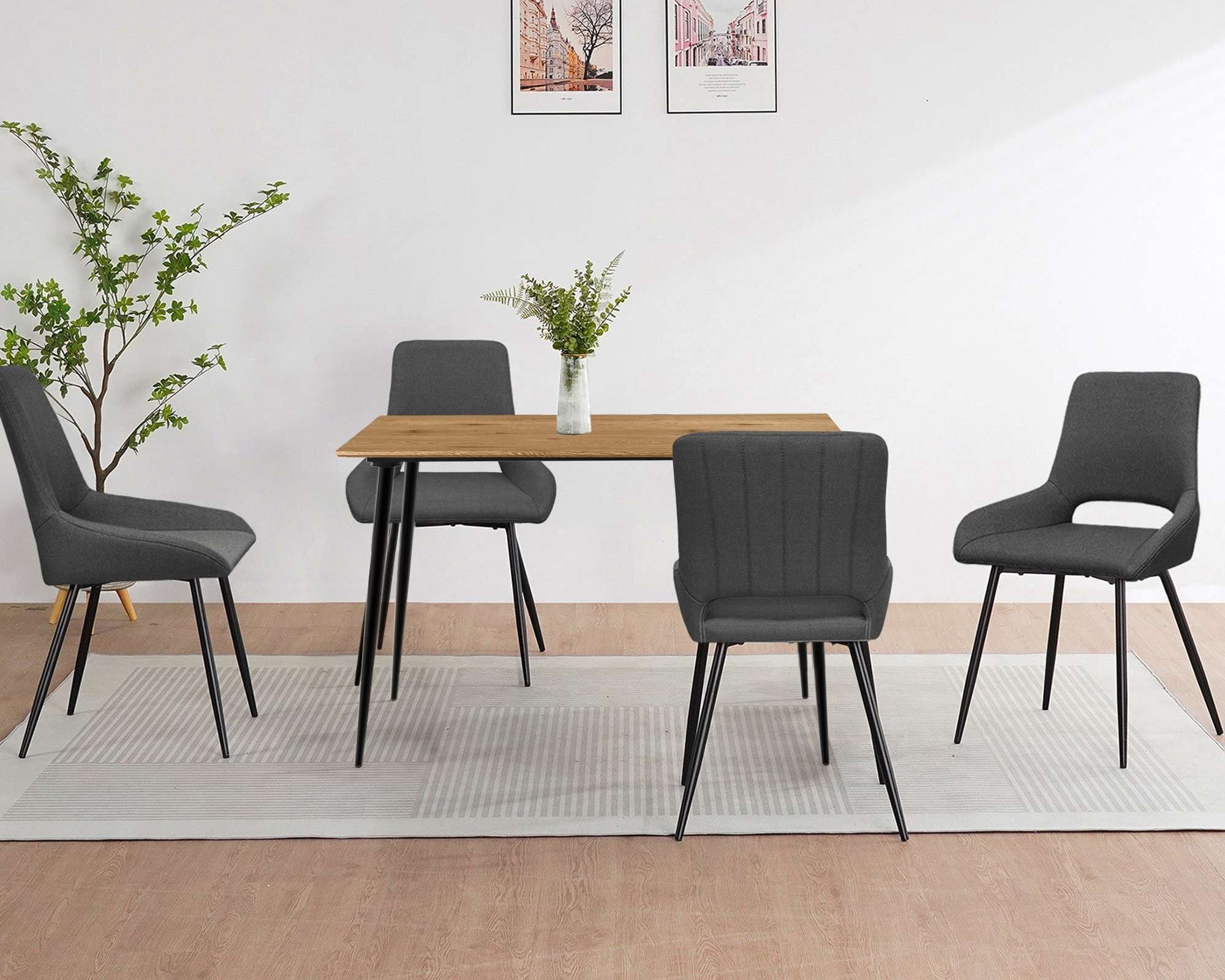 GOODproduct Table de salle à manger »Danny« avec pieds métalliques laqués poudre, Ø 38 mm