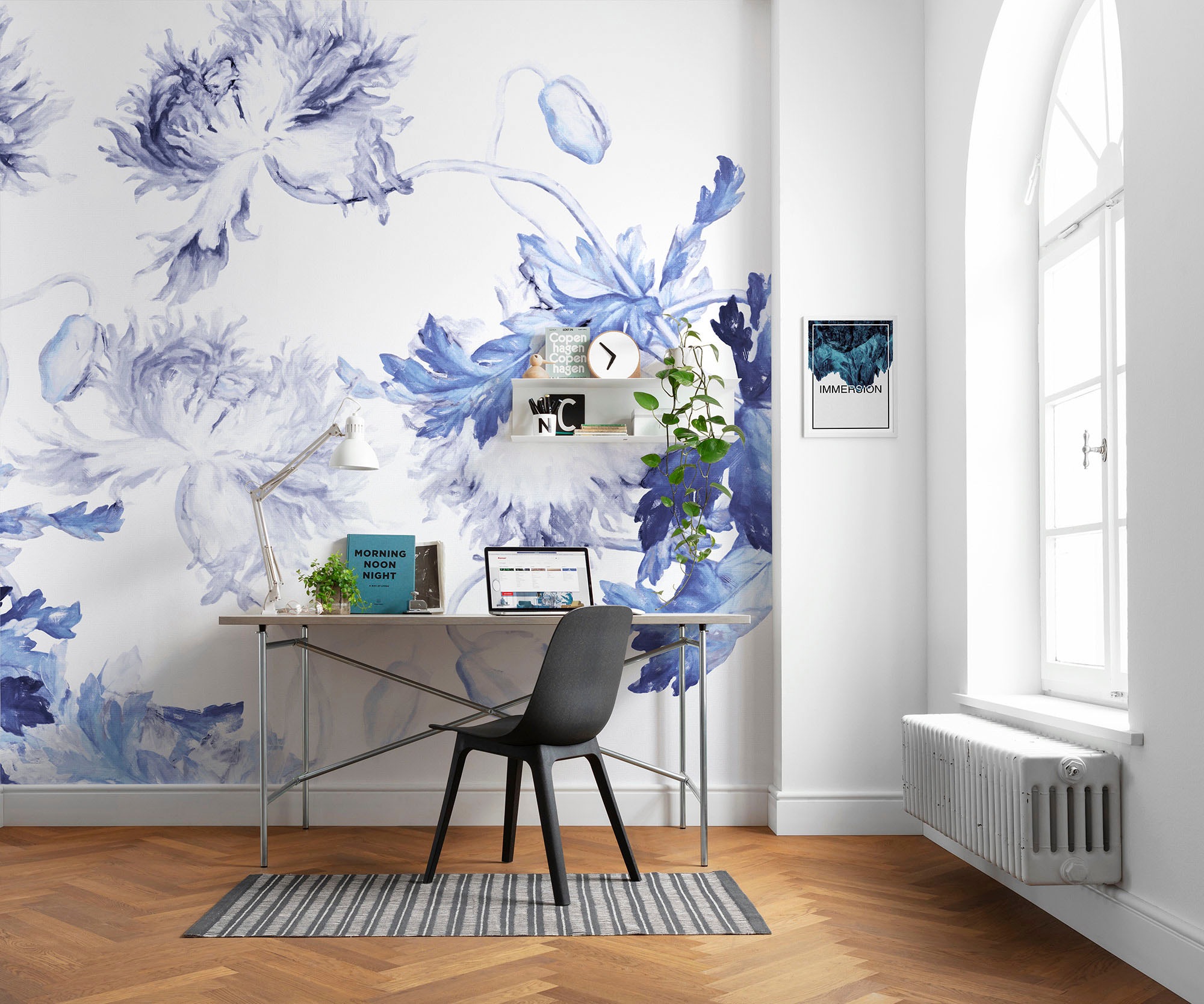Komar Vliestapete "Digitaldruck Vlies - Blue Silhouettes - Größe 350 x 250 cm" bedruckt glatt Wohnzimmer, Schlafzimmer