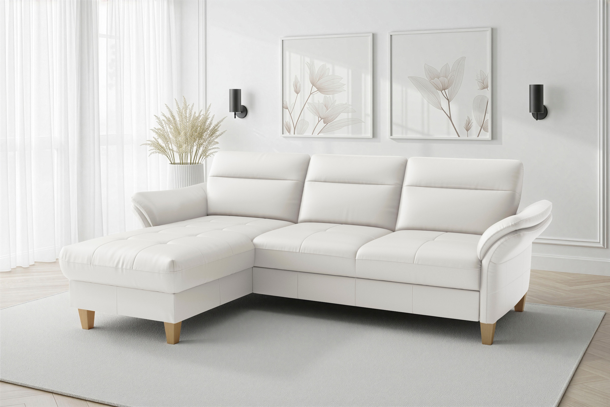 sit&more Ecksofa »Pamela L-Form, Leder, B: 218 und 230 cm« optional Armteilverstellung, Bettfunktion & Bettkasten