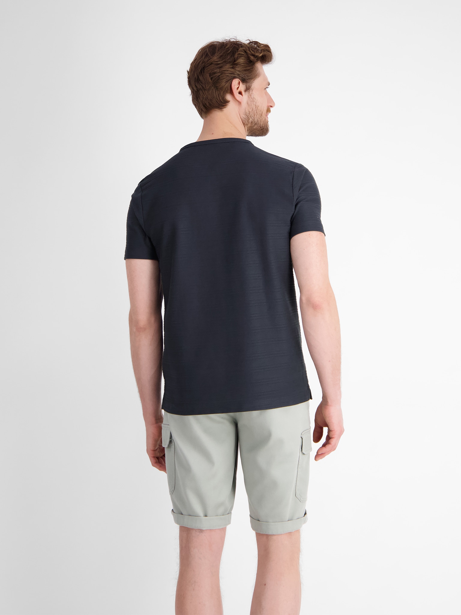 LERROS Kurzarmshirt mit Serafino-Kragen und kurzer Knopfleiste