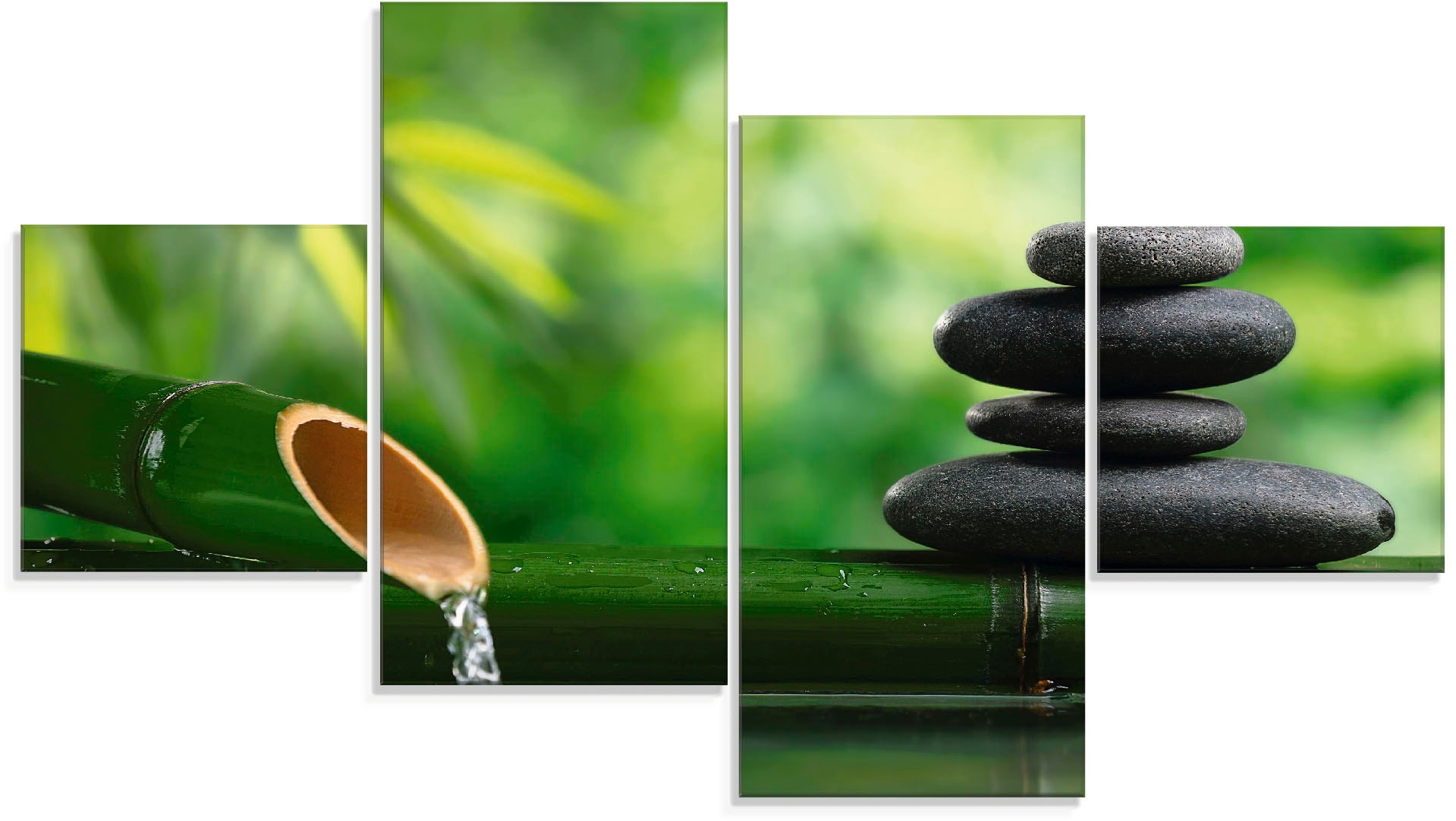 Image of Artland Glasbild »Bambusbrunnen und Zen-Stein«, Zen, (4 St.) bei Ackermann Versand Schweiz