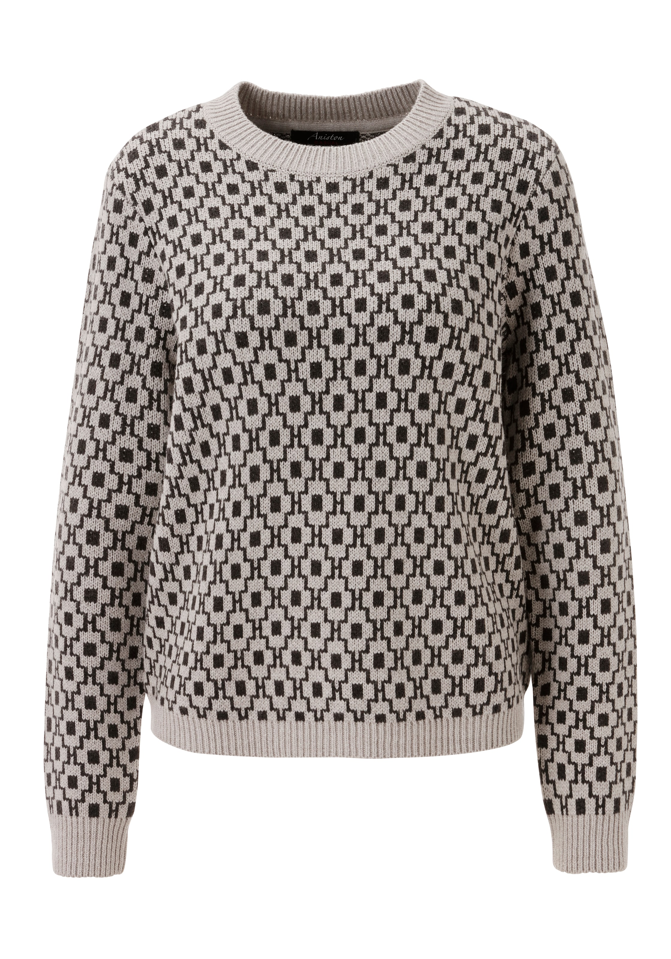 Aniston CASUAL Pull en tricot avec motif graphique look rétro - NOUVELLE COLLECTION