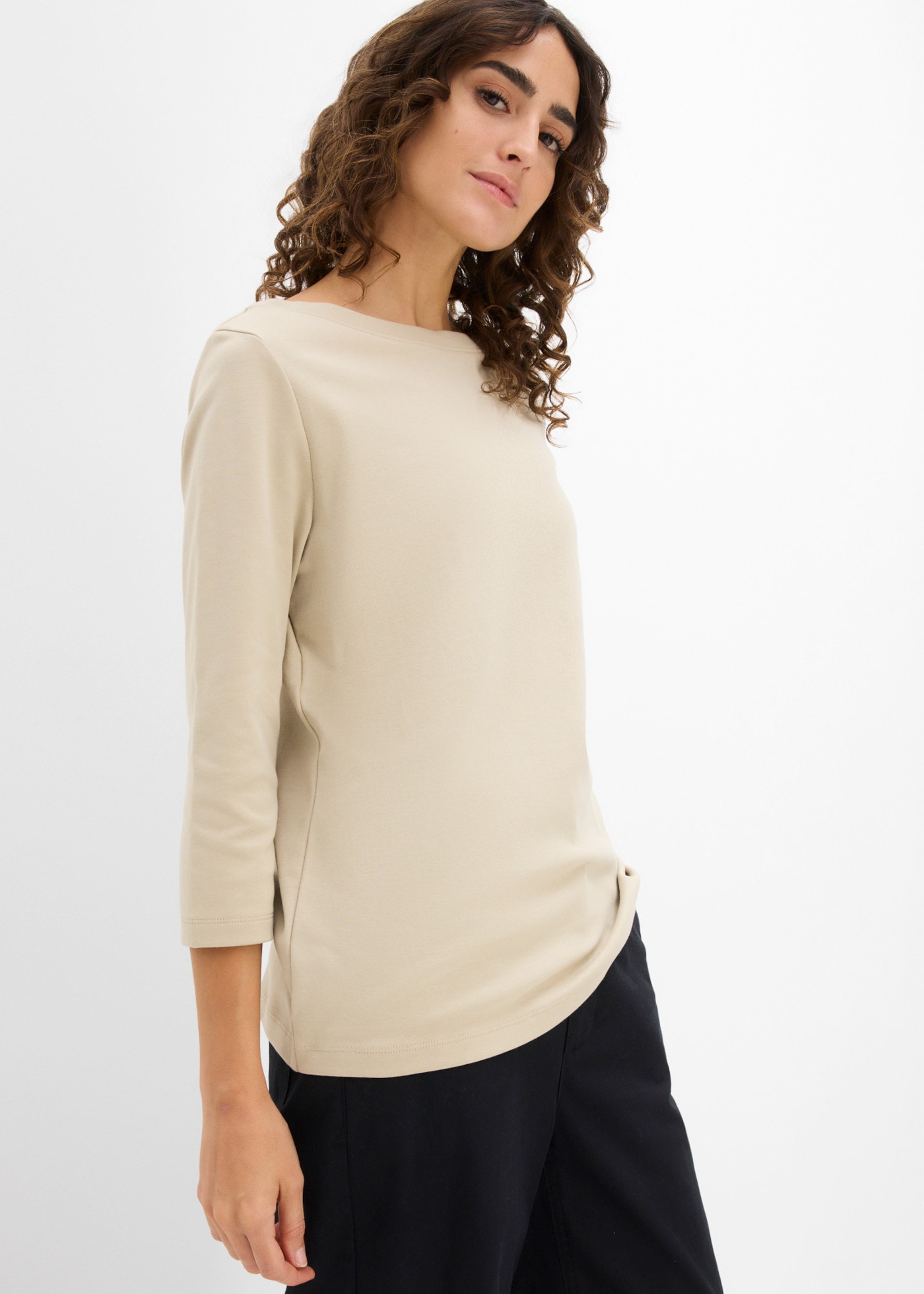Image of bonprix T-Shirt mit 3/4-Ärmeln, aus schwerer Baumwolle, in mehreren Grössen