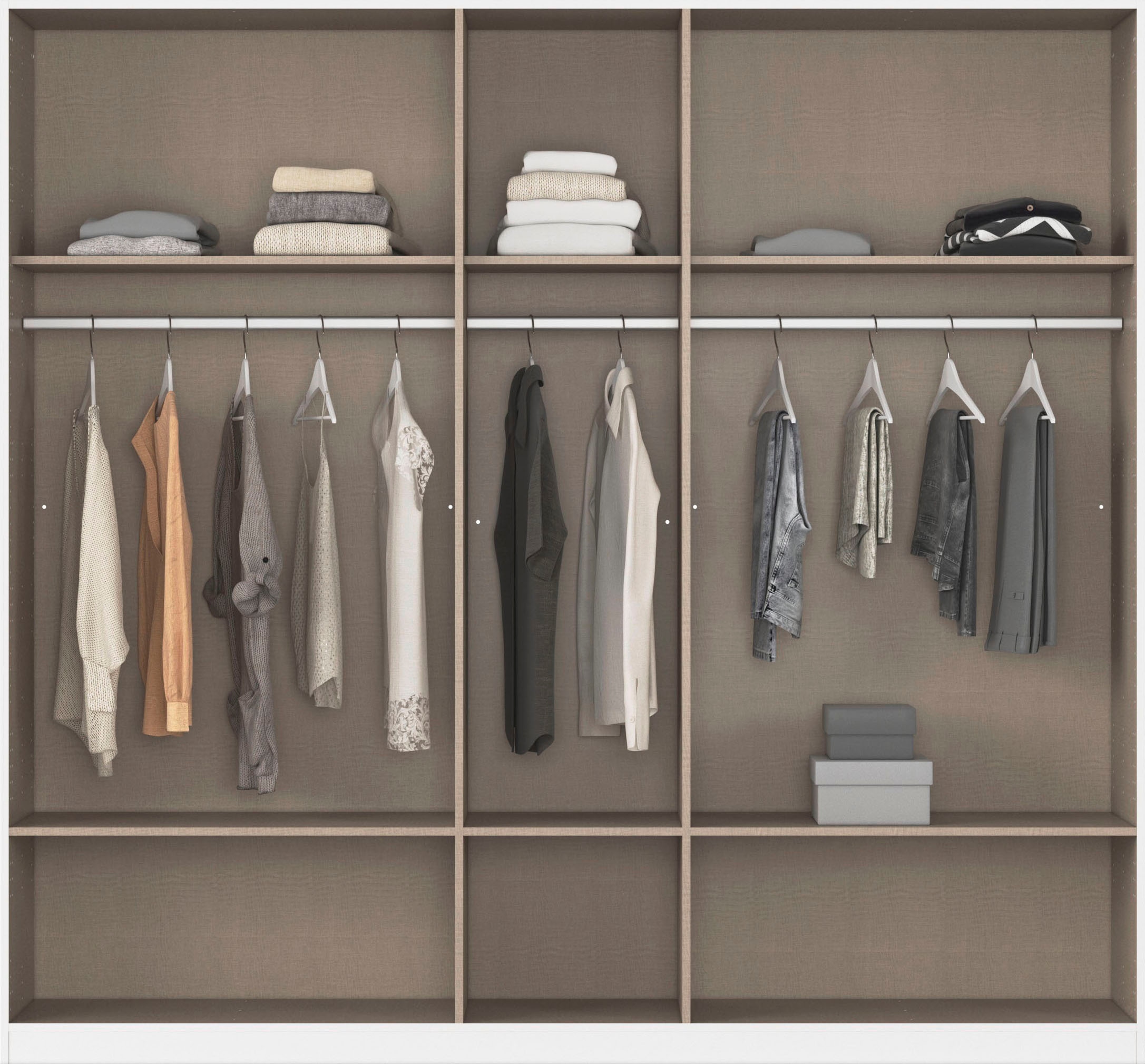 rauch Kleiderschrank »Schrank Garderobe Wäscheschrank HERSBRUCK in 2 Breiten« Breiten: 226 oder 271 cm, Höhe 210 cm,  mit 6 grosszügigen Schubladen sowie Spiegeltüren MADE IN GERMANY