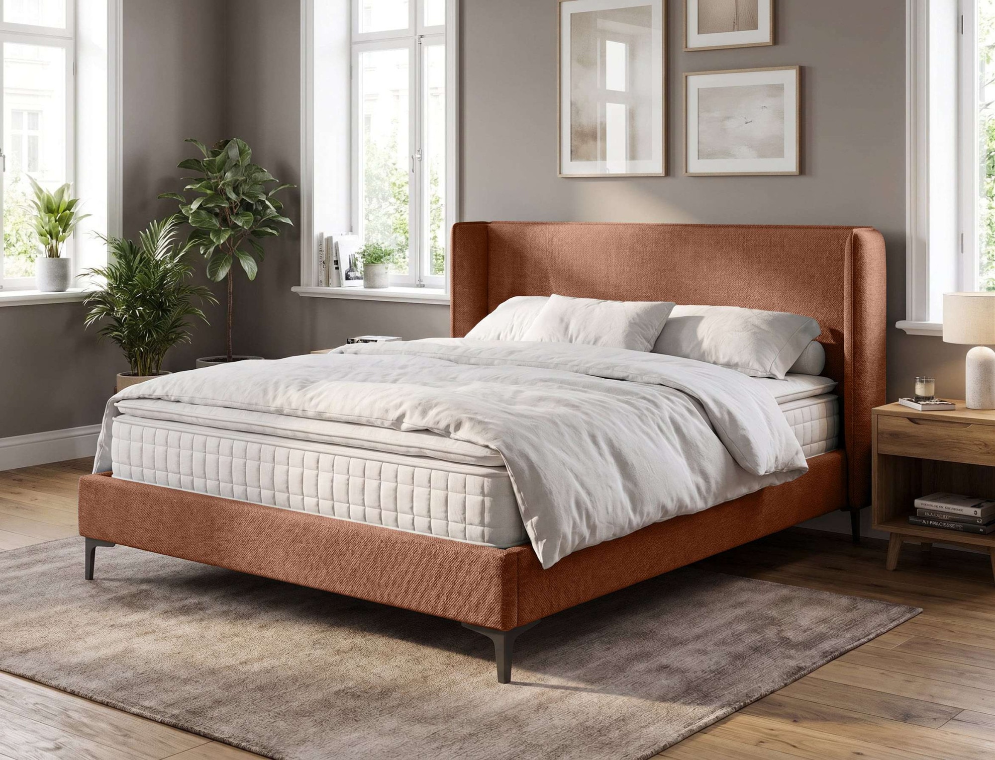 Image of Home affaire Polsterbett "LYSEKIL Bettgestell mit Lattenrost, Breite 140/160/180/200cm, Chenille" Rahmenbett mit Kopfteil, ohne Matratze und Topper
