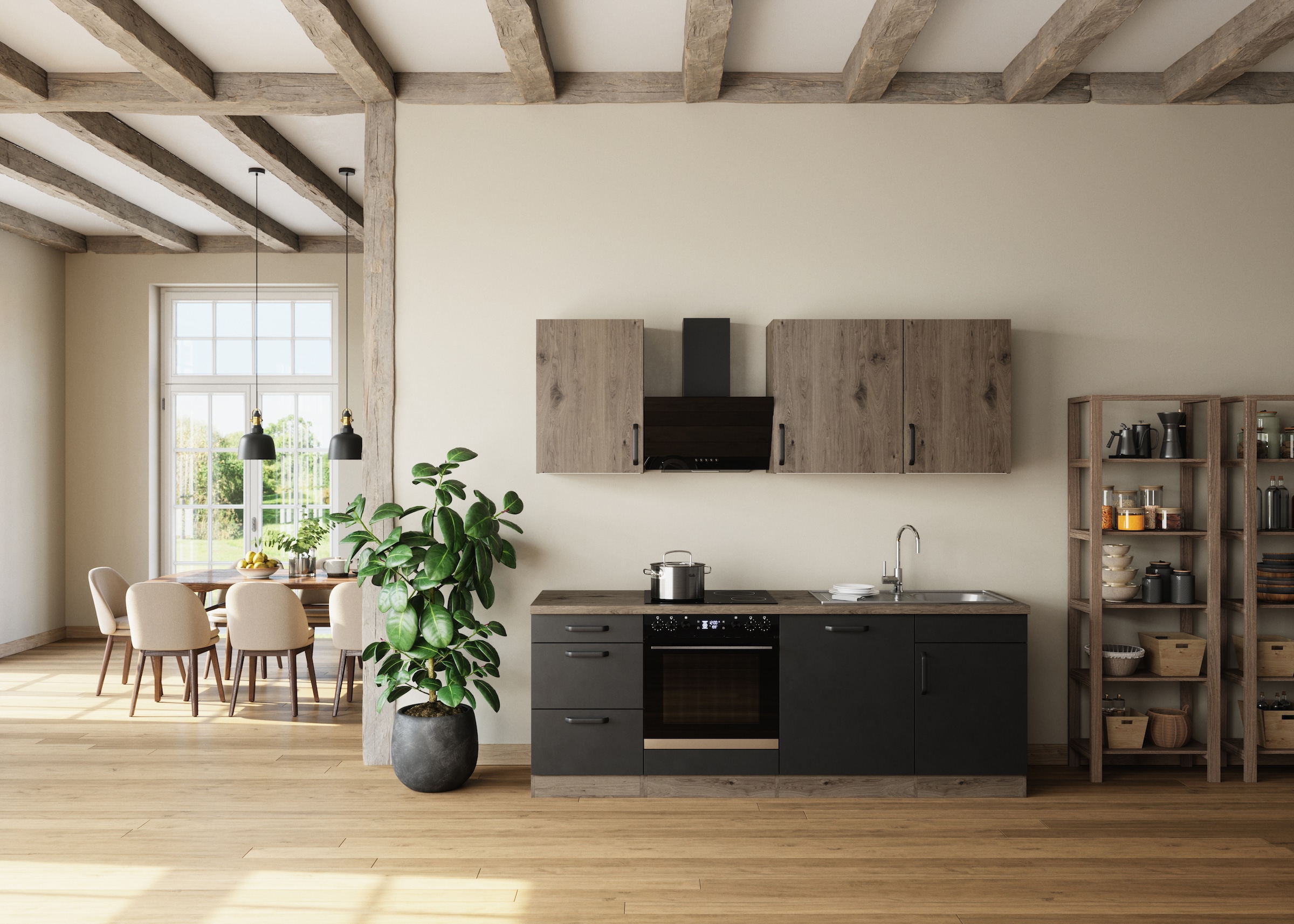 wiho Küchen Kitchenette »Elba« wahlweise mit Hanseatic E-Geräten, Breite 220 cm