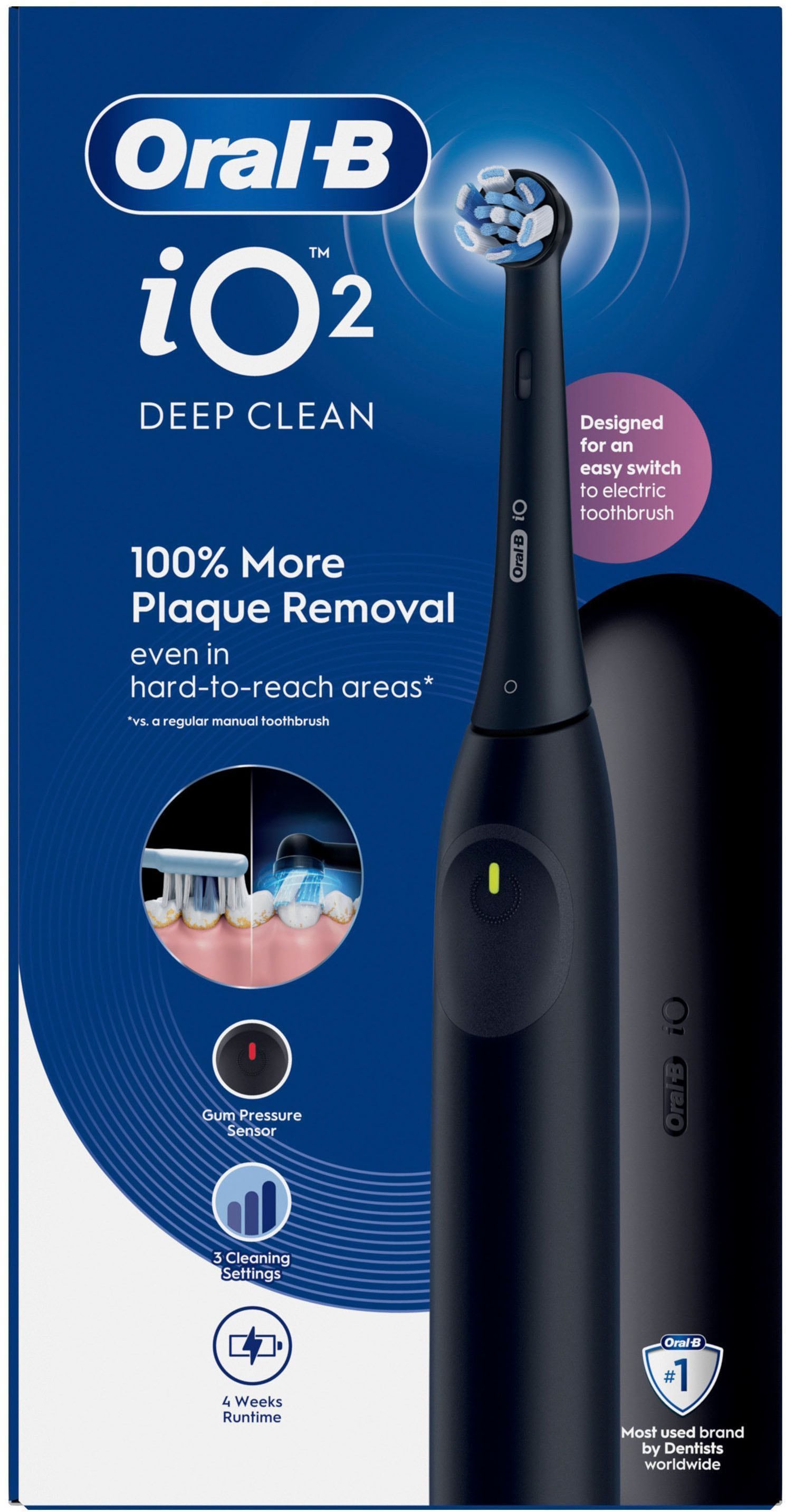 Oral-B Brosse à dents électrique »iO Series 2« 1 cuis Aufsteckbürsten pour un nettoyage optimal, étui de voyage