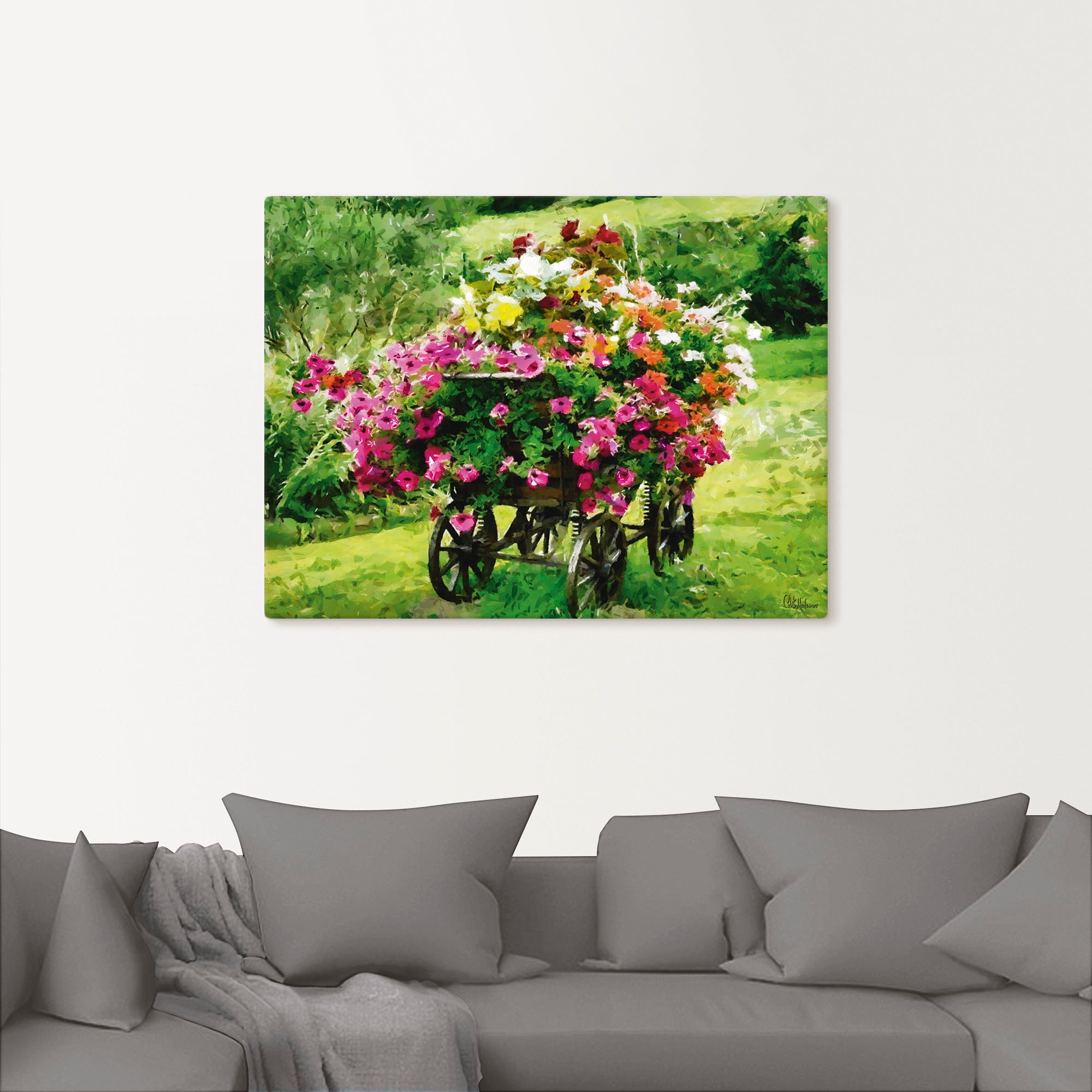Artland Leinwandbild »Kutsche mit Blumen« Blumenbilder 1 Stk. tlg. auf Holzrahmen gespannt